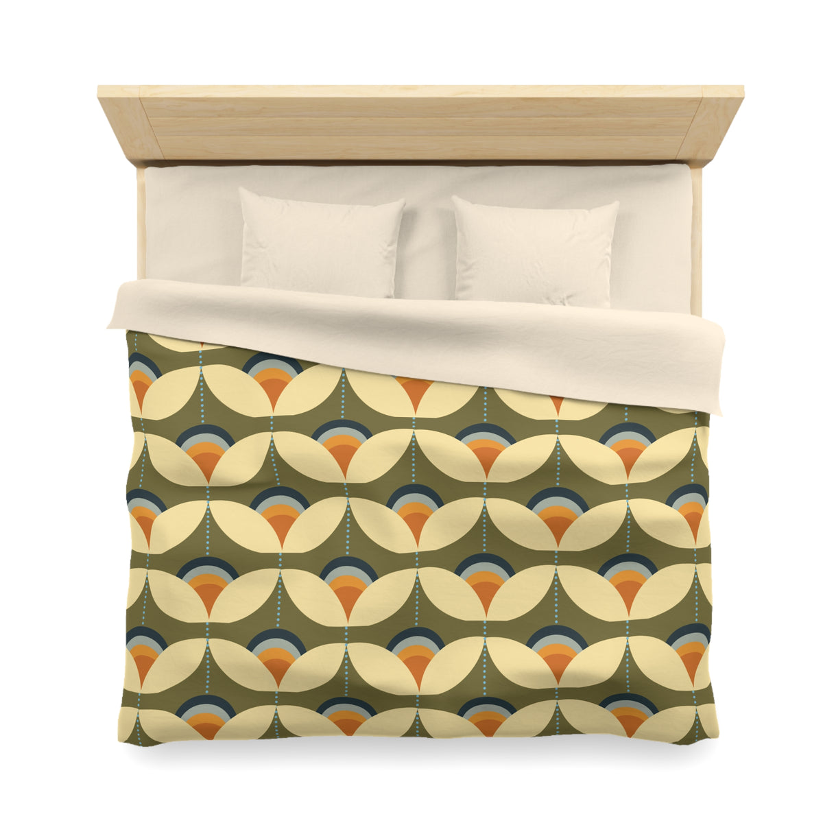 Scandinavian Modern Danish, Green, Beige Orange, Blue, Mid Century Modern Designed Duvet Cover - Mid Century Modern Gal