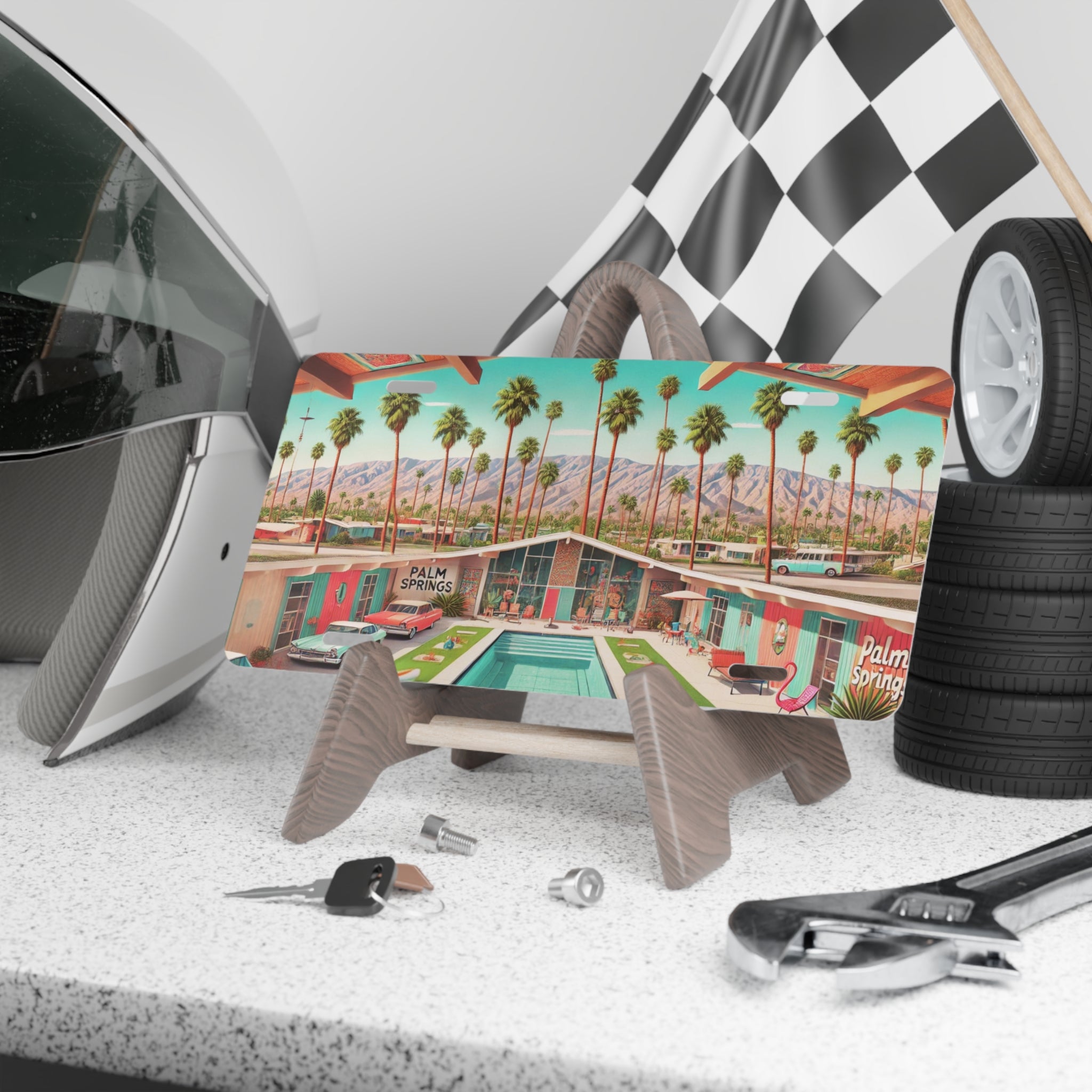 Retro Palm Springs Vanity Plate, Car Decor, Novelty License Plate, Vintage Travel Gift - Mid Century Modern Gal
