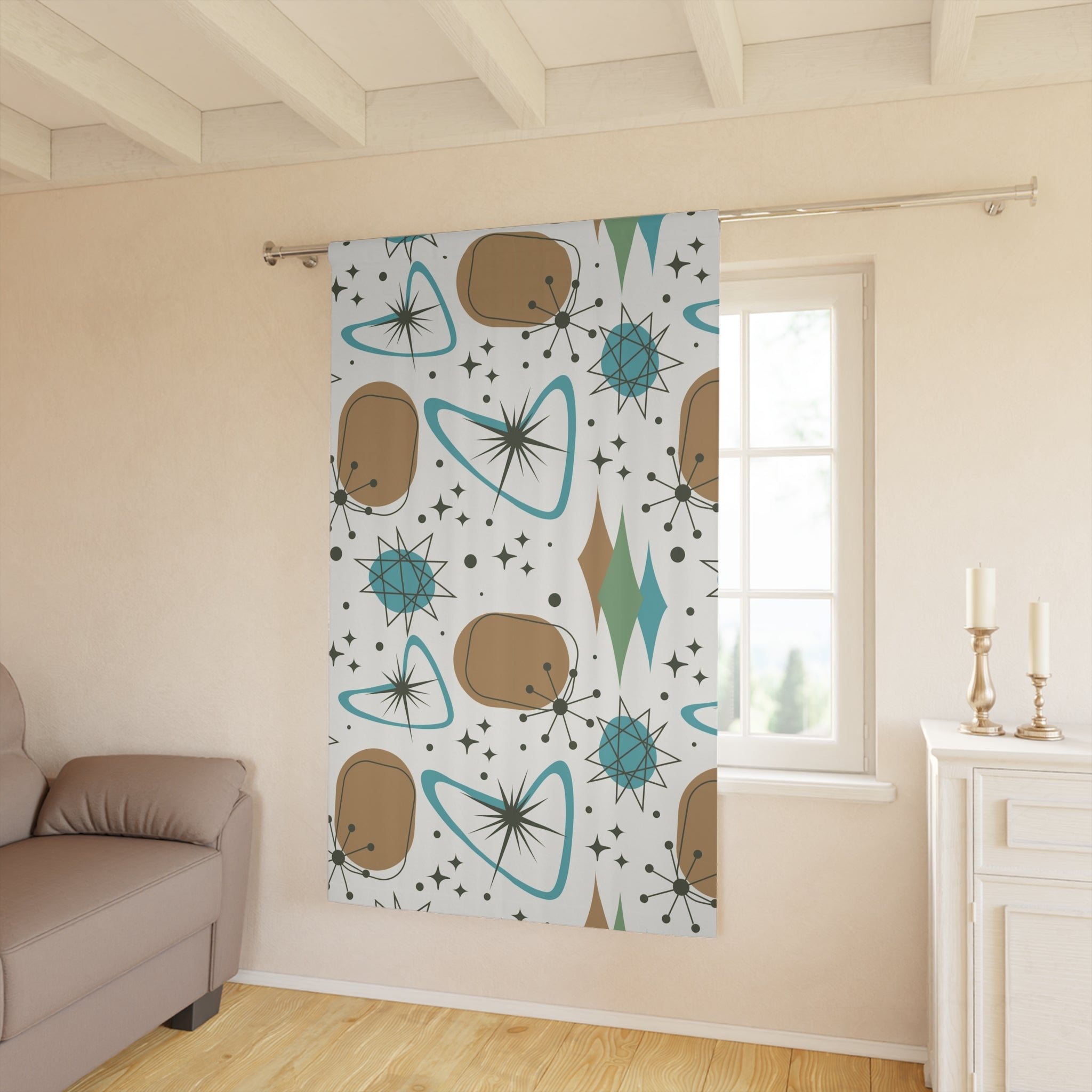 Retro Geometric Window Curtain - Mid-Century Modern Design for Stylish Home Decor - Mid Century Modern Gal