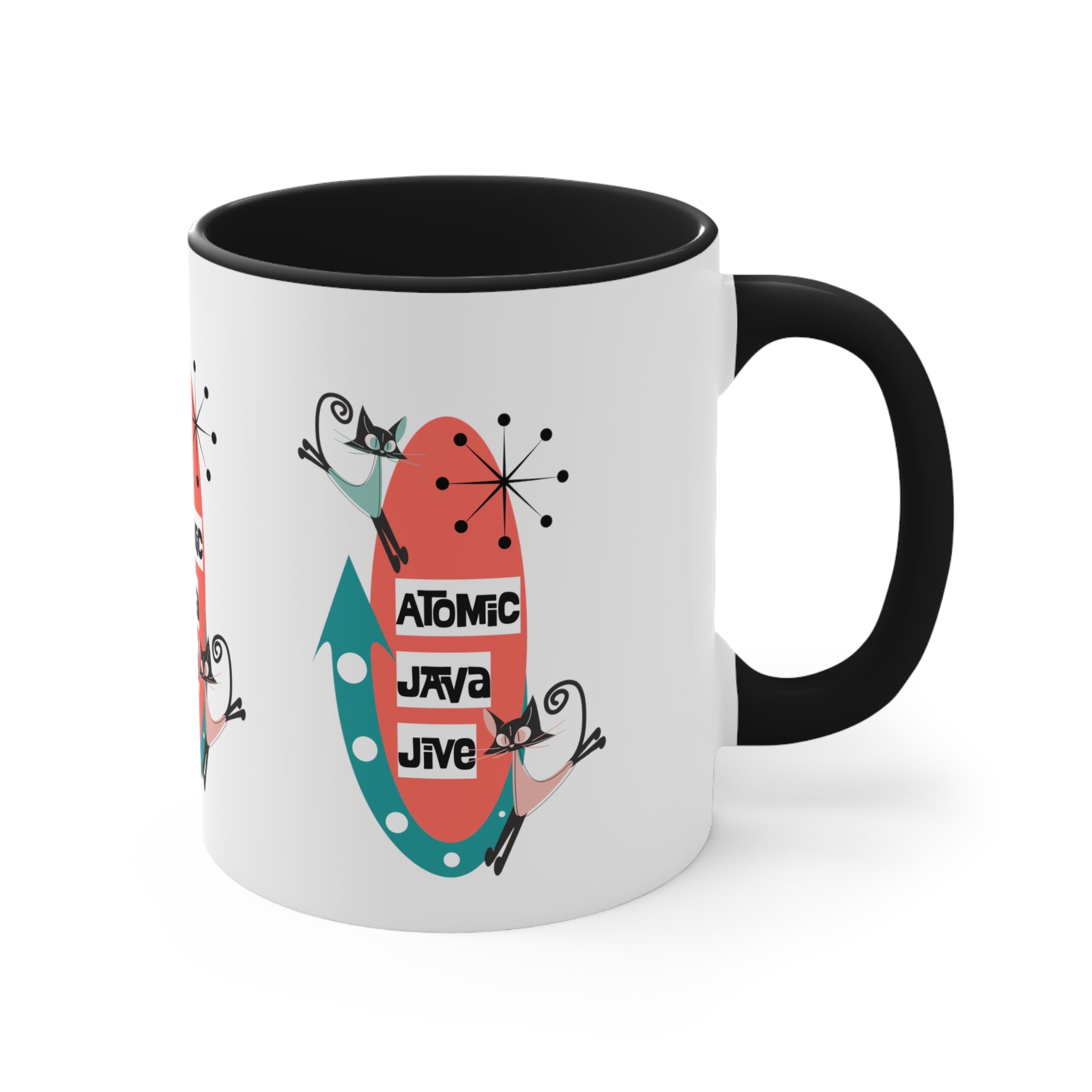 Atomic Cat, Mid Century Modern Coffee Mug For Coffee Lover, Atomic Java Jive, Kitschy Fun Gifts For Co-worker, Mom, Bestie - Mid Century Modern Gal