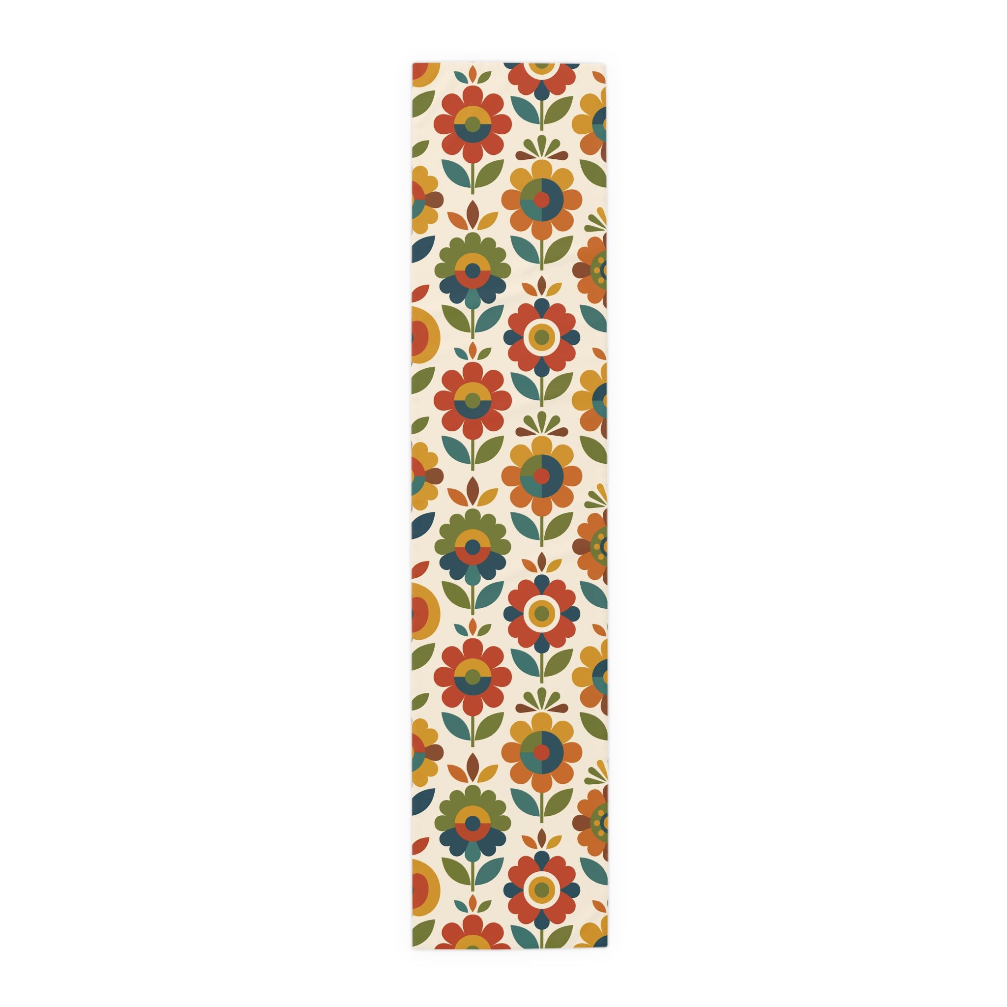 Mid Century Modern Scandinavian Floral Earth Tones Table Runner - Mid Century Modern Gal