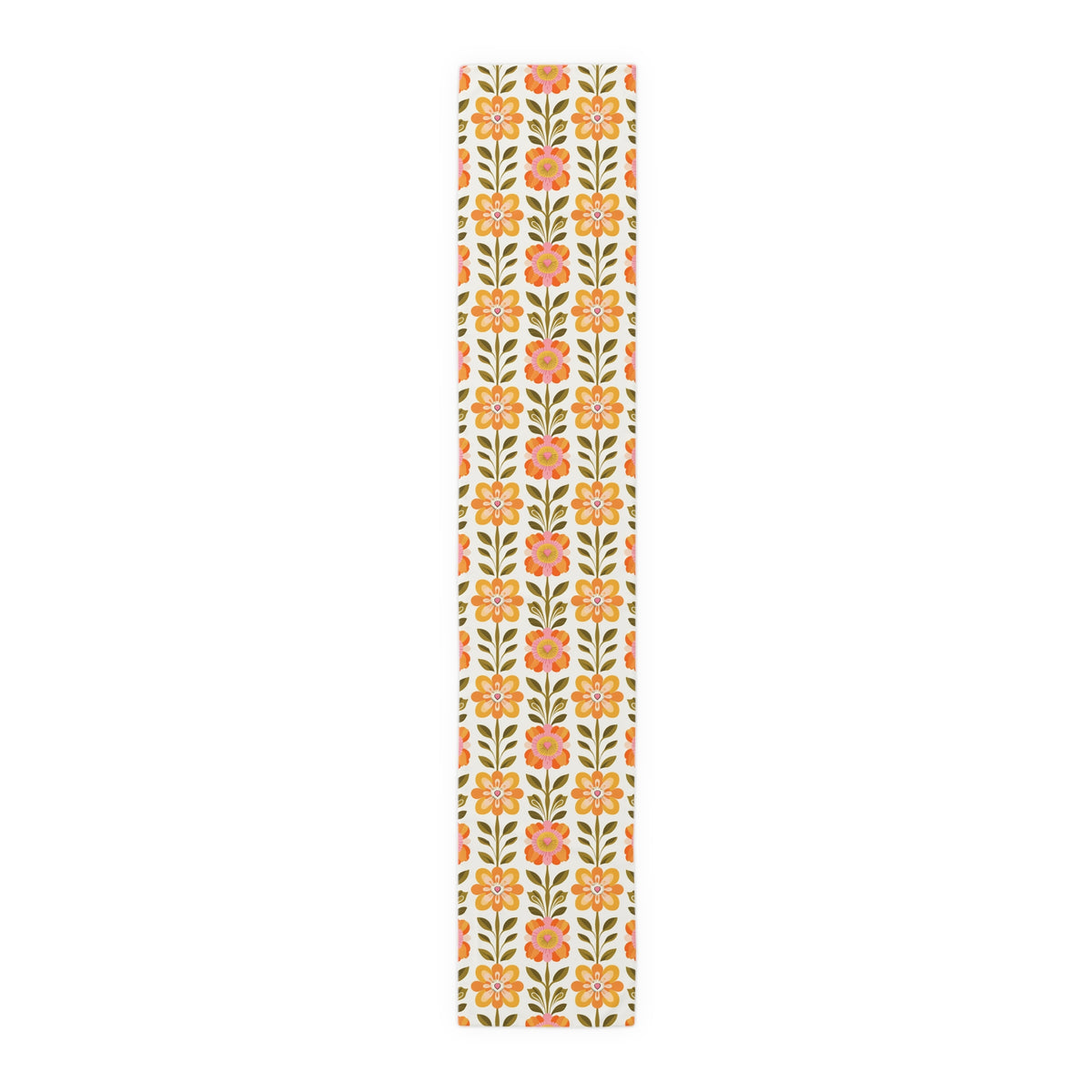 Mid Century Modern Scandinavian Floral Orange Yellow Green Boho Floral Table Runner - Mid Century Modern Gal