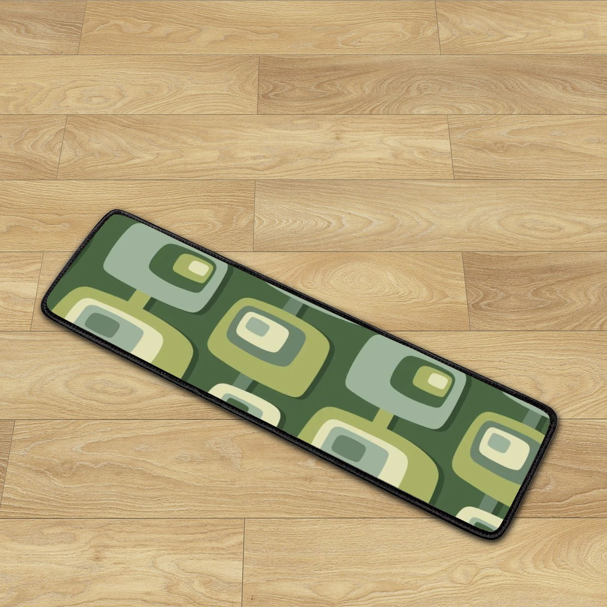 Mid Century Modern Green Geometric Designed Non Slip Carpet for Stairs Treads - Mid Century Modern Gal