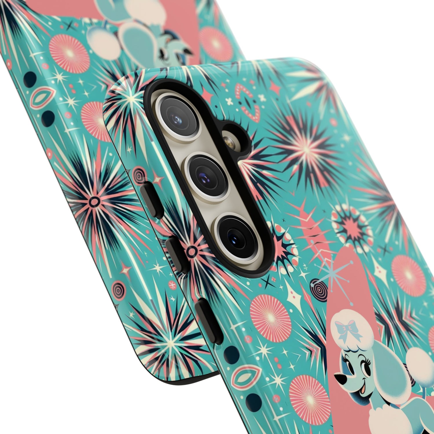 1950s Mid Century Modern Atomic Pink, Poodle Retro Smart Phone Tough Cases