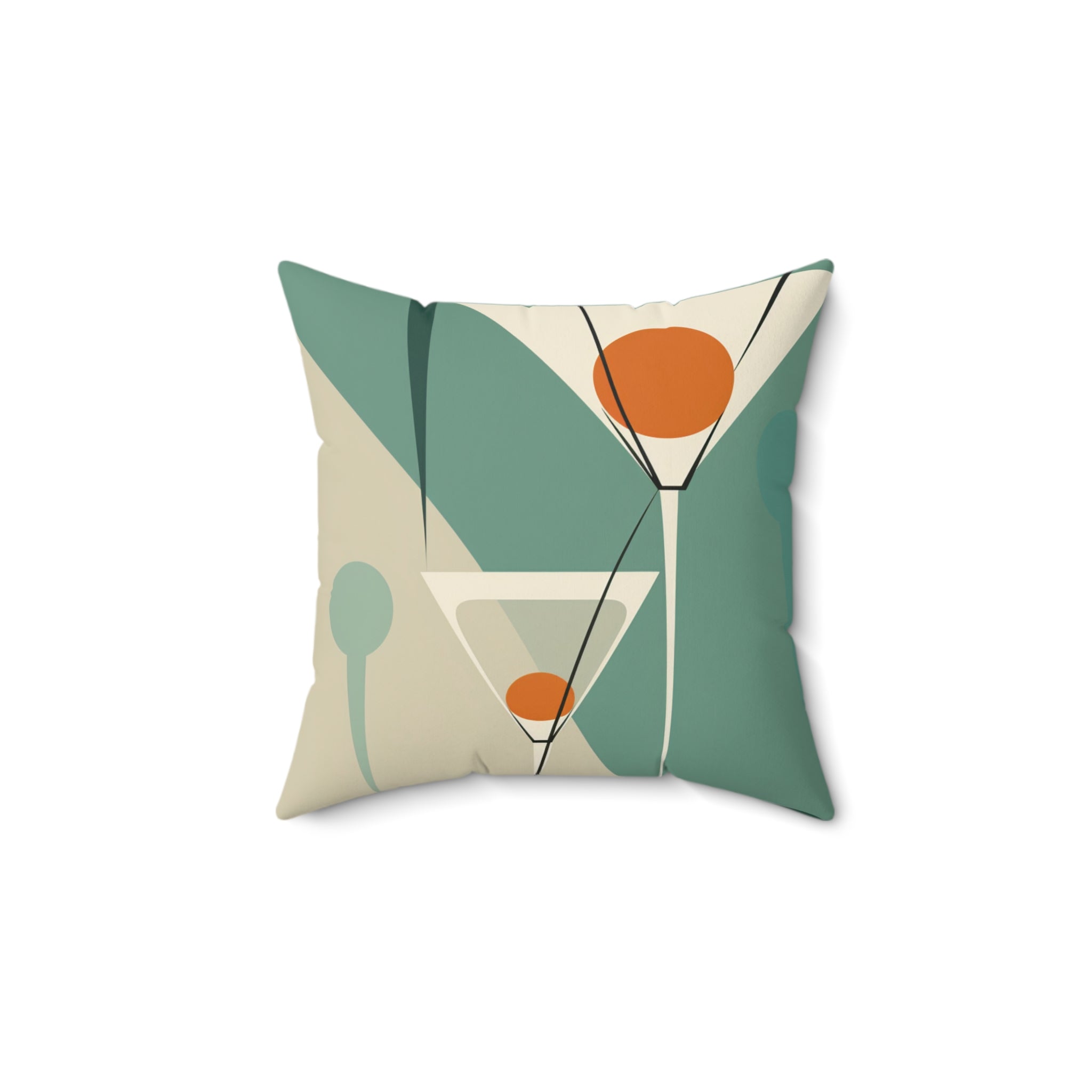 Modern Martini Decor Pillow - Stylish Spun Polyester Square Cushion for Home - Mid Century Modern Gal