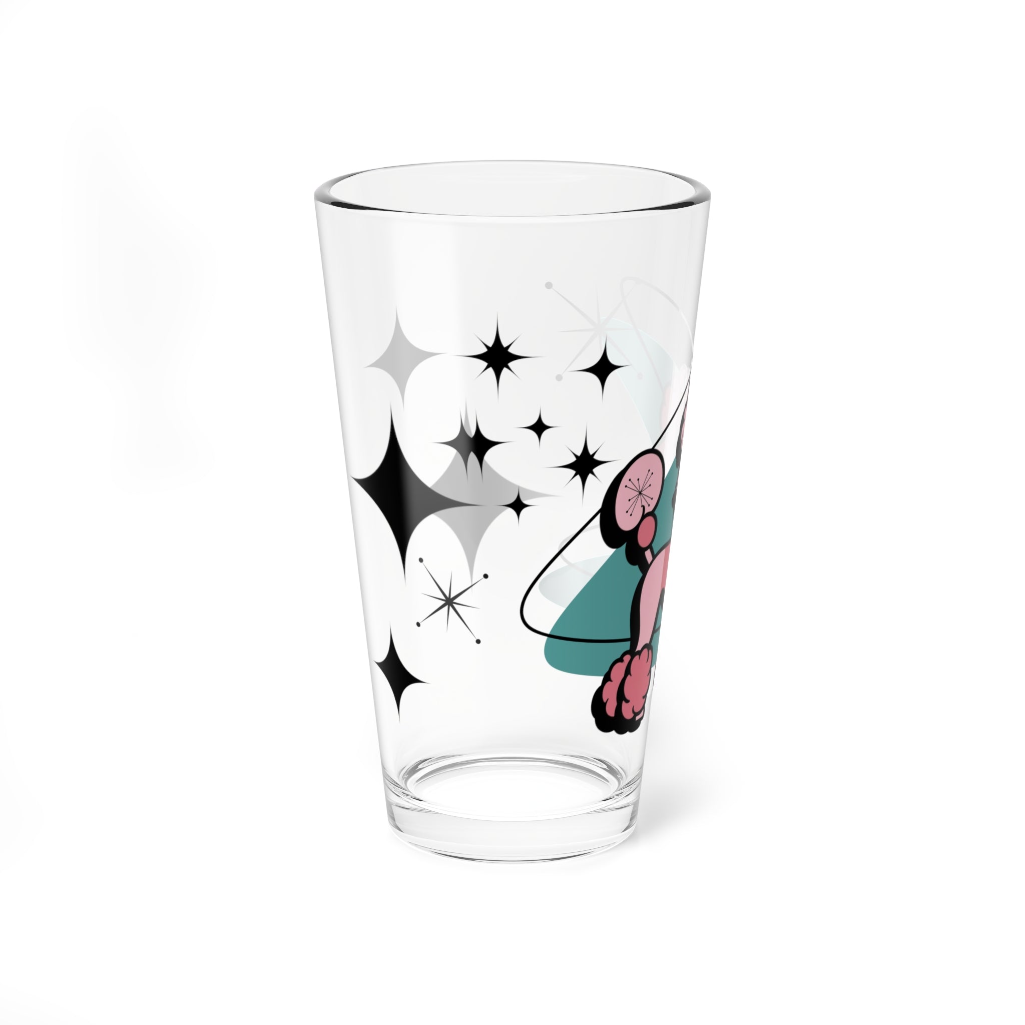 Mid Century Modern Barware Retro Poodle Mixing Glass - 16oz Cocktail Drinkware - Mid Century Modern Gal