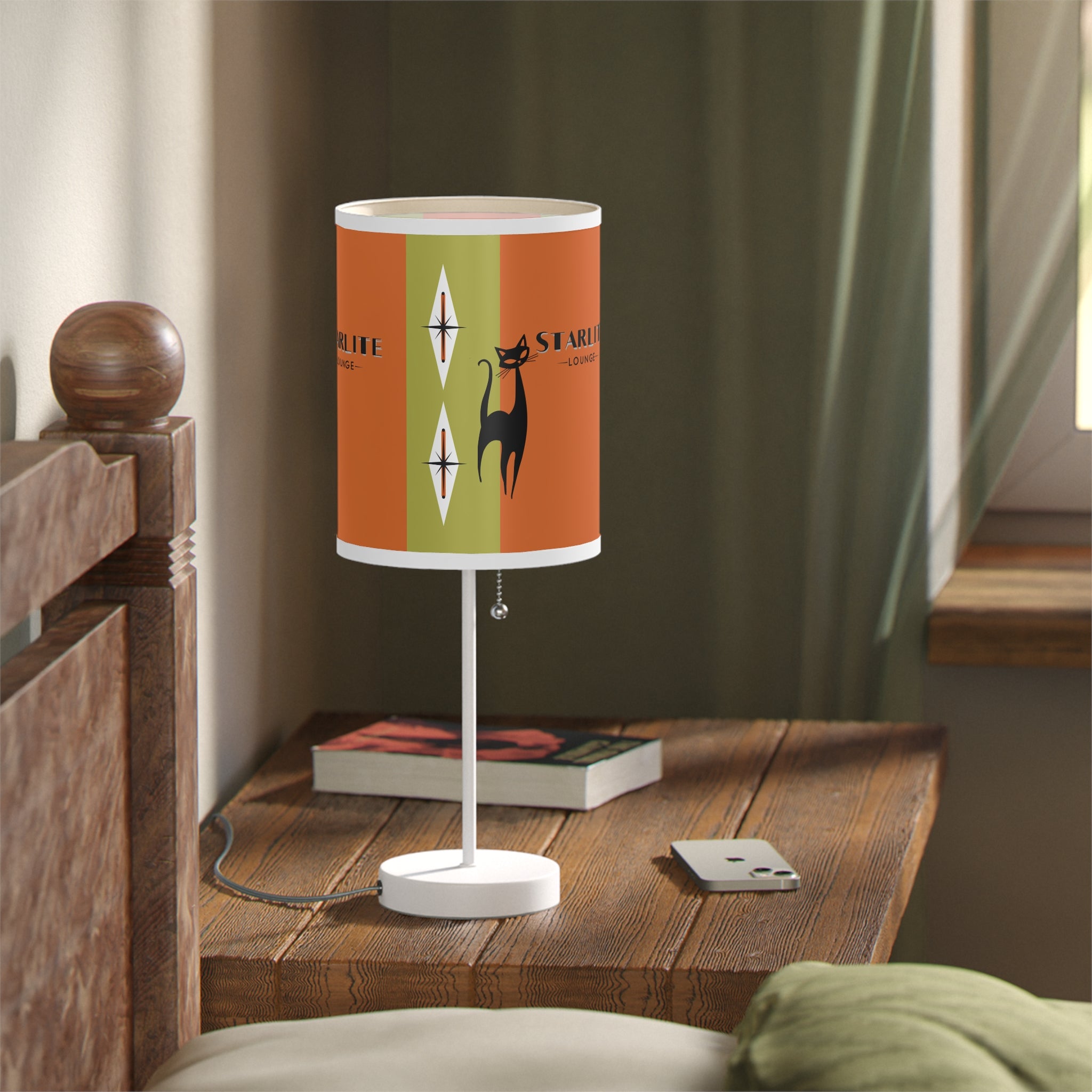 Atomic Cat Starlite Lounge, Mid Century Modern Retro Cat Design Table Lamp - Unique Home Decor for Cat Lovers - Mid Century Modern Gal