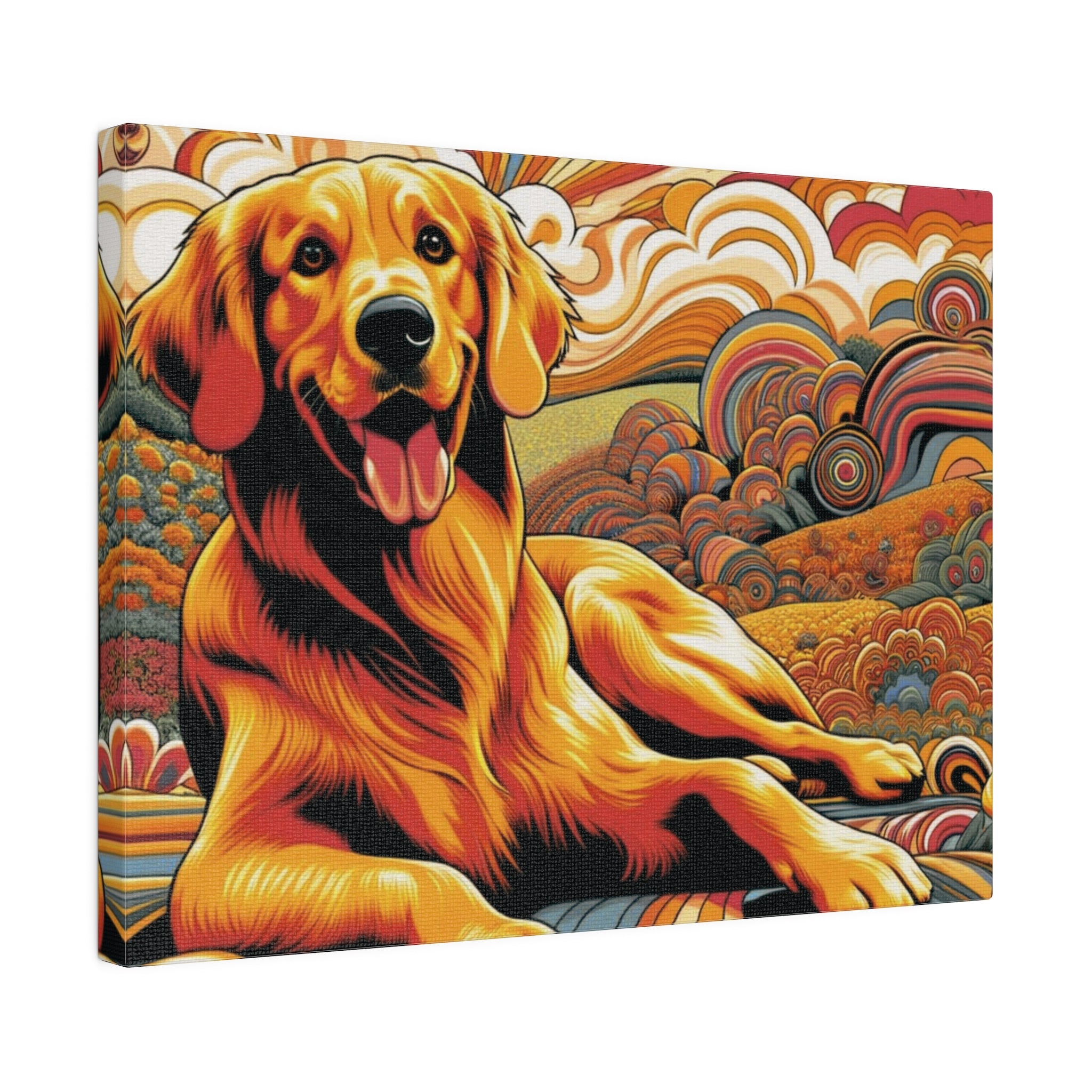 Golden Retriever Gift, Retro Wall Art, Groovy Hipster Style Mod, Golden Mom Dog Lover Wall Art - Mid Century Modern Gal