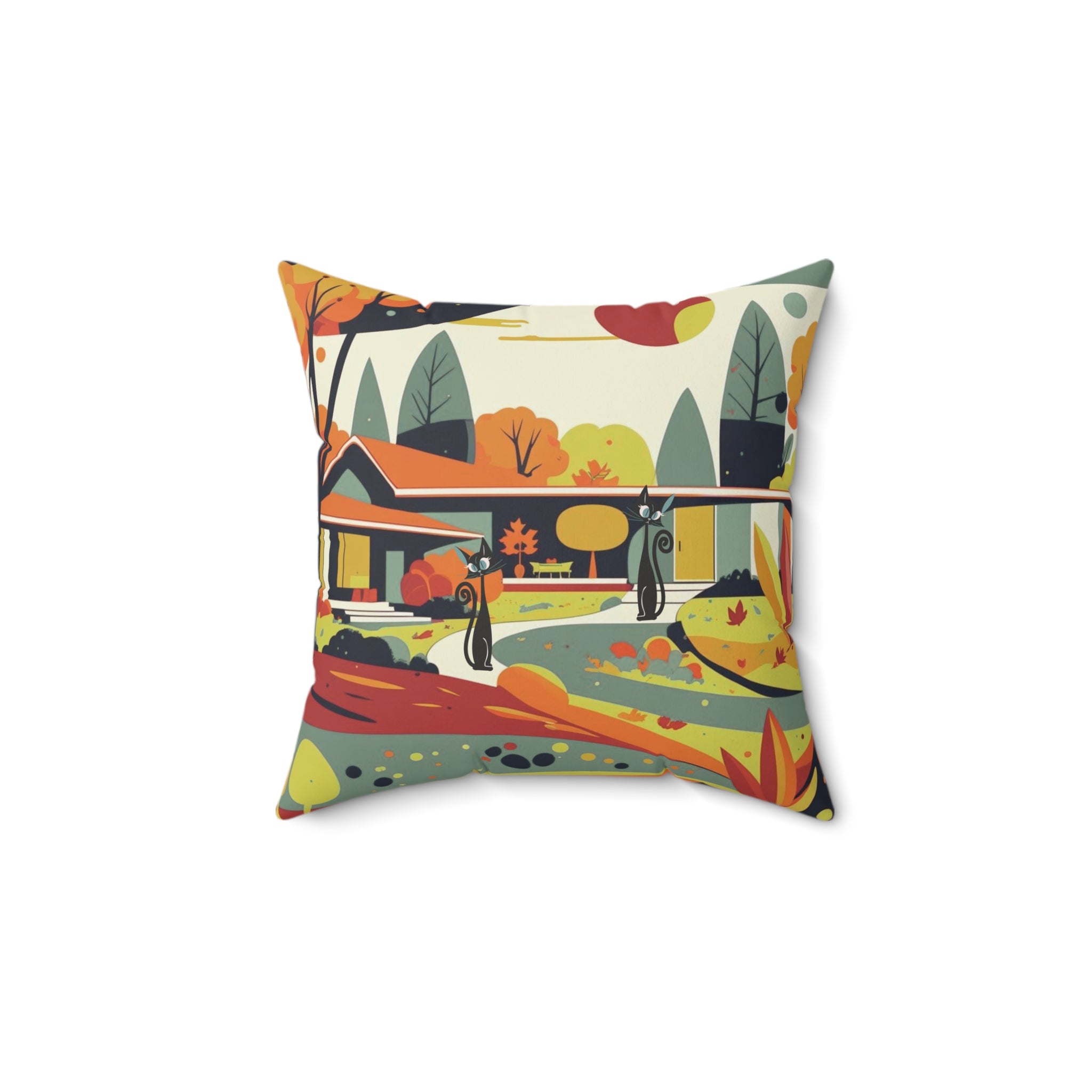 Atomic Cat Mod Home Kitschy Harvest Fall Seasonal Pillow And Insert - Mid Century Modern Gal