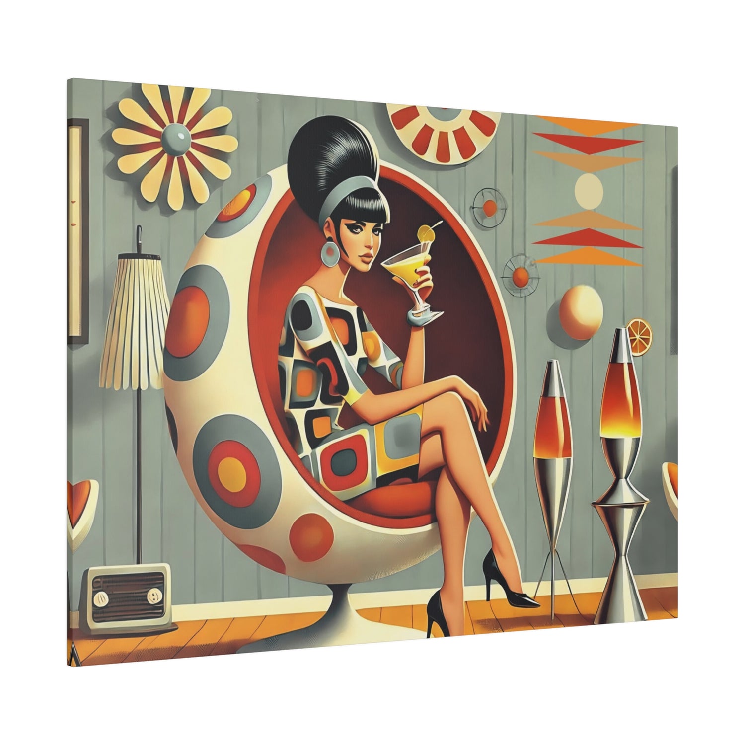 Retro Mod Gal, Atomic Age Kitschy 60s Groovy Wall Art - Mid Century Modern Gal