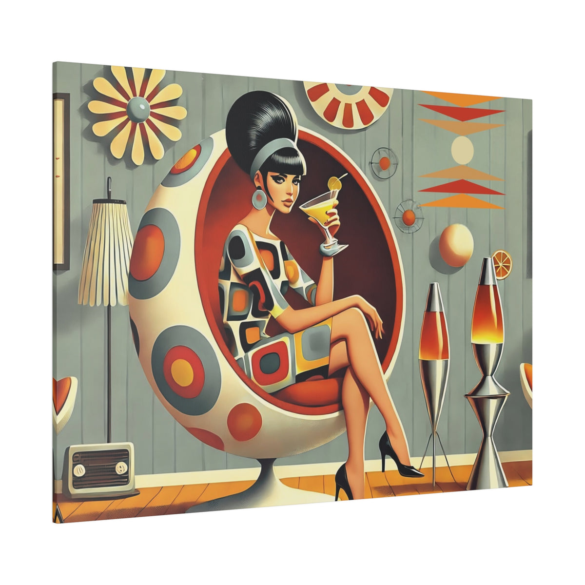 Retro Mod Gal, Atomic Age Kitschy 60s Groovy Wall Art - Mid Century Modern Gal