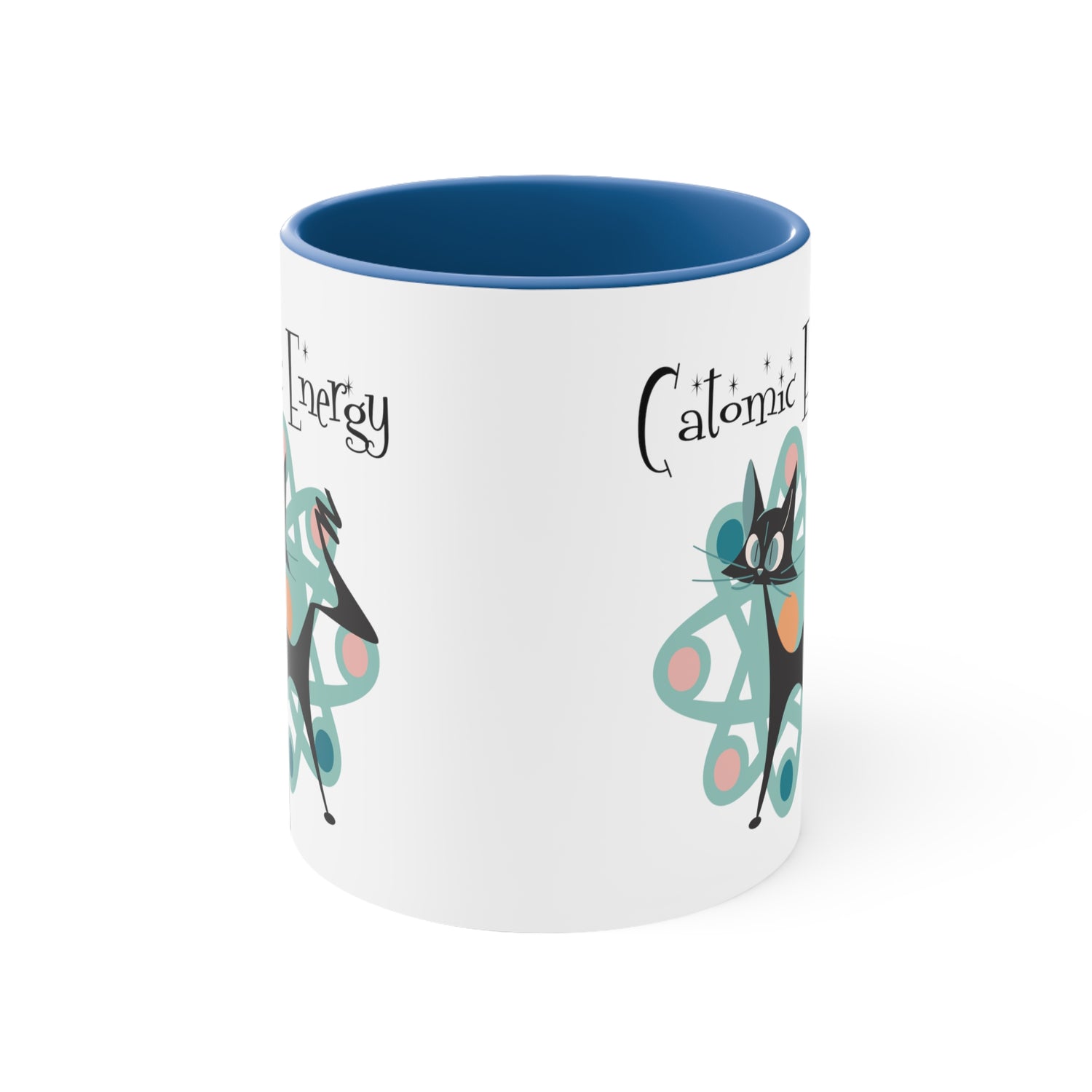 Atomic Cat Coffee Mug, Funny, Quirky Mid Century Modern Atom, Space Age Catomic Energy Coffee Lover Coffee Mug Gift - Mid Century Modern Gal
