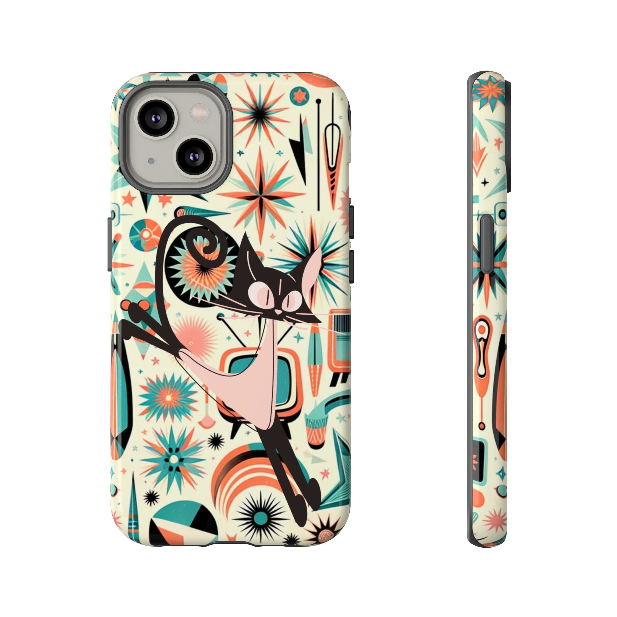 Atomic Kitty Boomerang Space Kitty Mid Century Modern Samsung, Smart Phone, Tough Cases - Mid Century Modern Gal