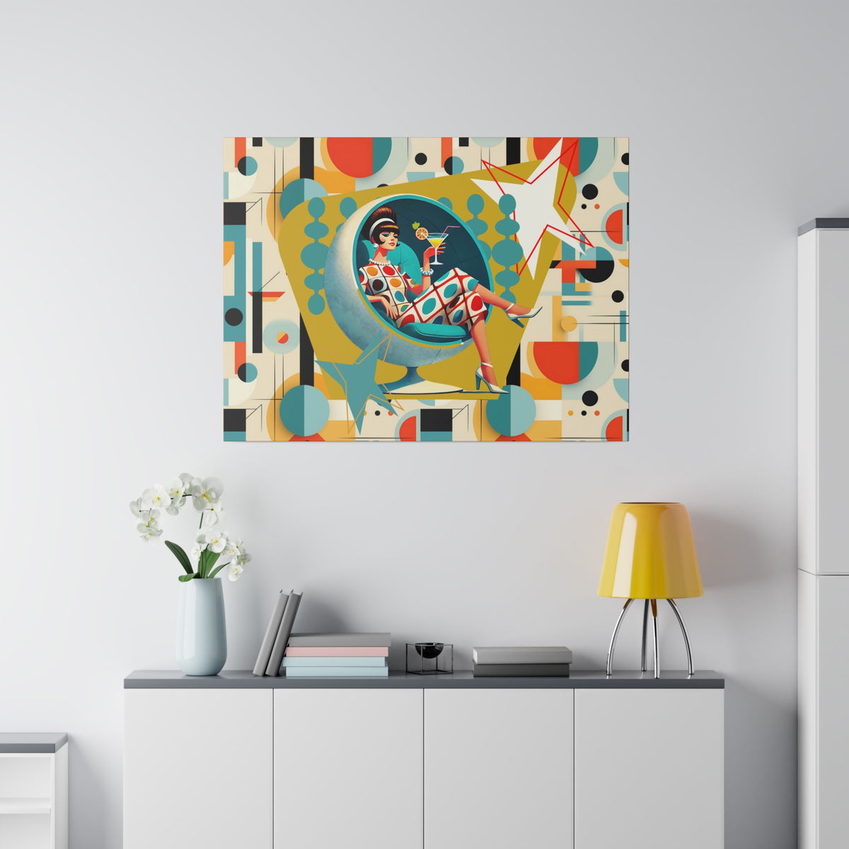 Mid Century Mod Gal, Modern Bauhaus Retro Wall Art - Mid Century Modern Gal