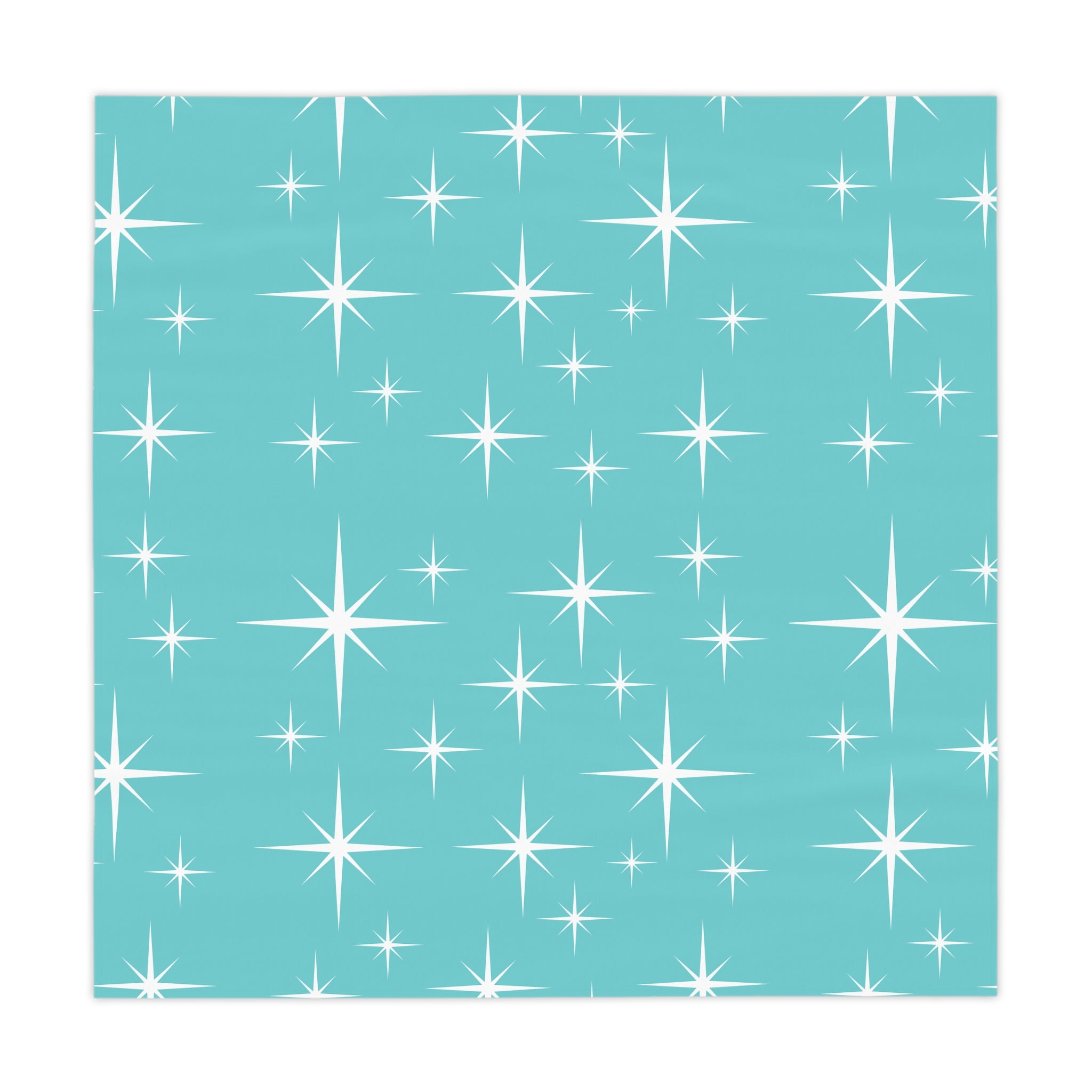 Atomic Starburst Aqua Blue Mid Century Modern Tablecloth - Mid Century Modern Gal