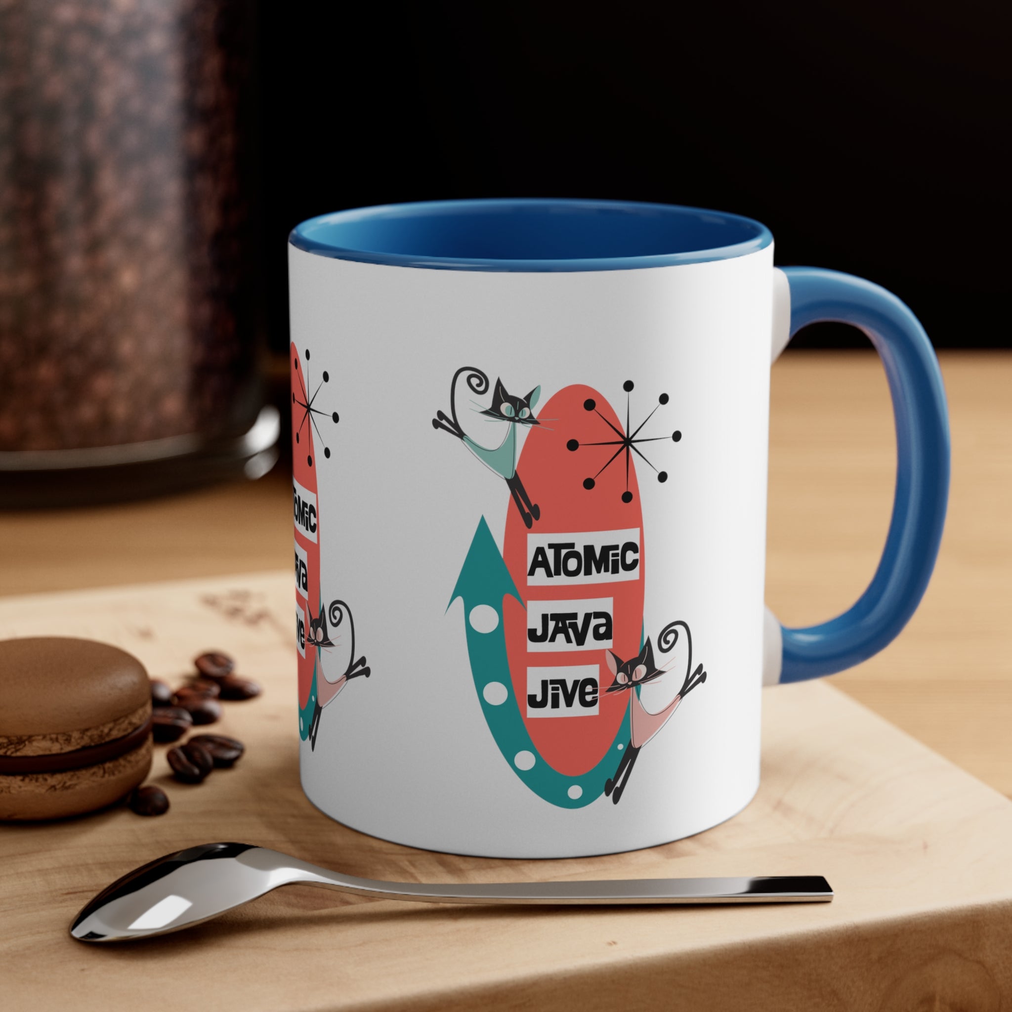 Atomic Cat, Mid Century Modern Coffee Mug For Coffee Lover, Atomic Java Jive, Kitschy Fun Gifts For Co-worker, Mom, Bestie - Mid Century Modern Gal