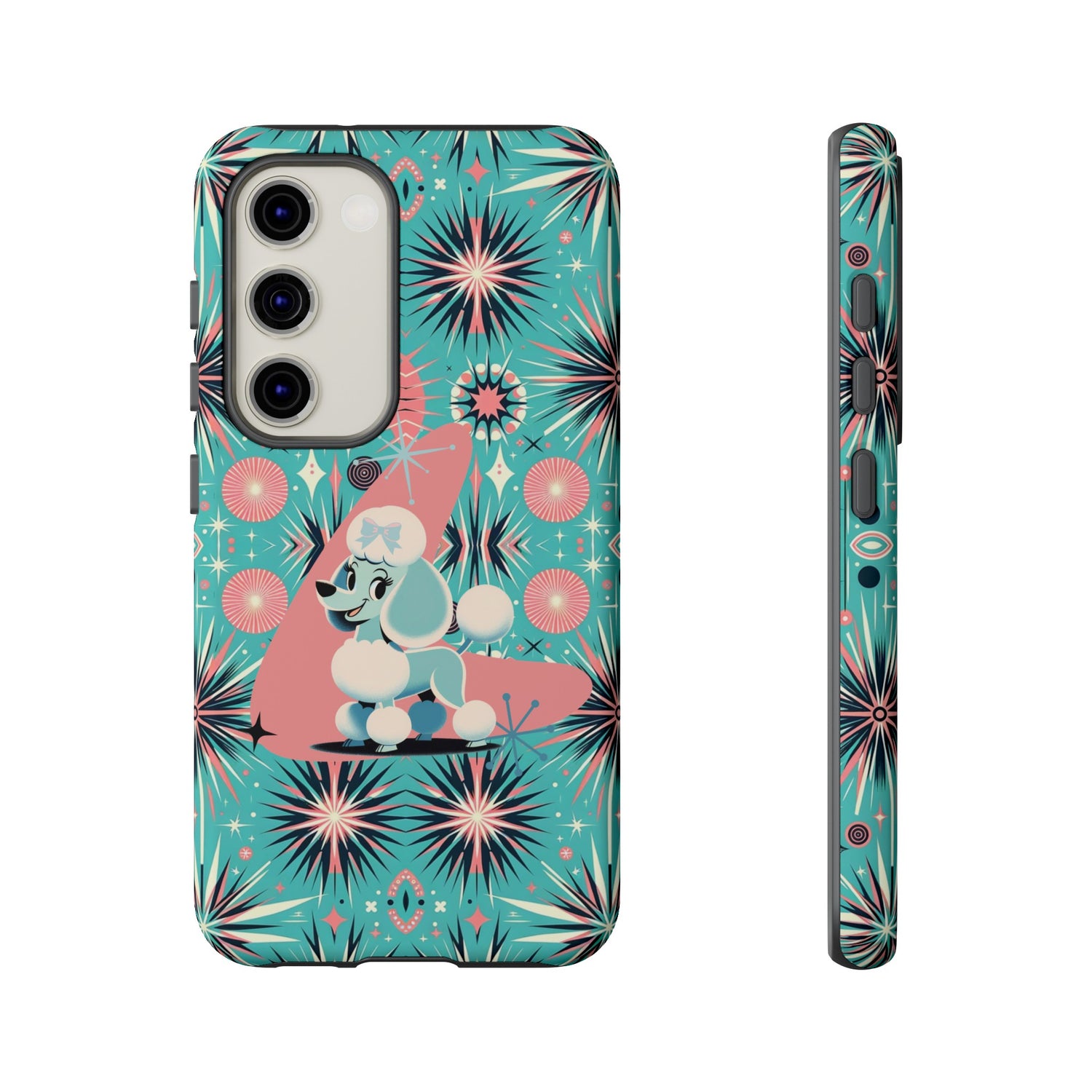 1950s Mid Century Modern Atomic Pink, Poodle Retro Smart Phone Tough Cases