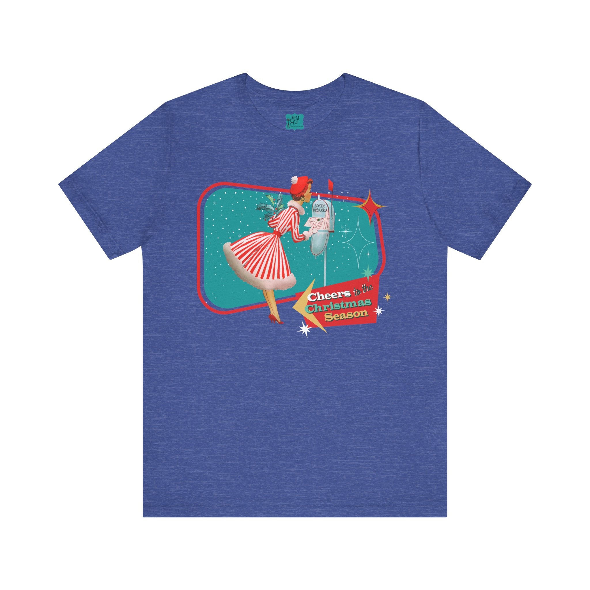 A Merry And Bright Holiday Kitsch Christmas Season Retro Christmas Cheers Unisex Jersey Tee - Mid Century Modern Gal