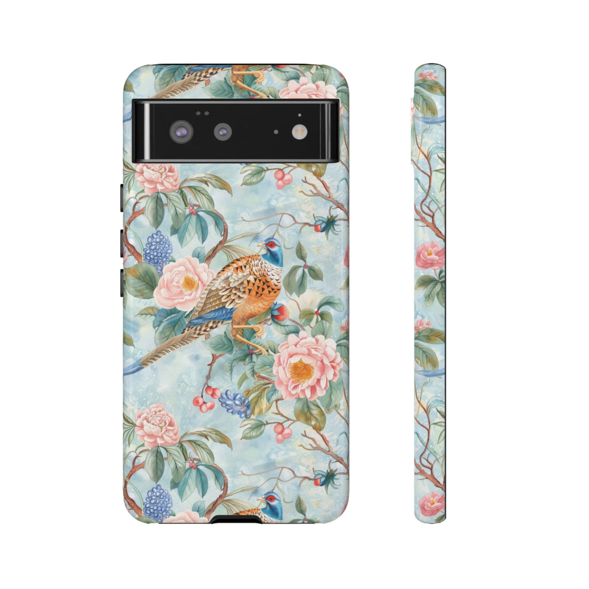 Chinoiserie Designed Floral Pheasant Phone Case with Bird Design - Mid Century Modern Gal