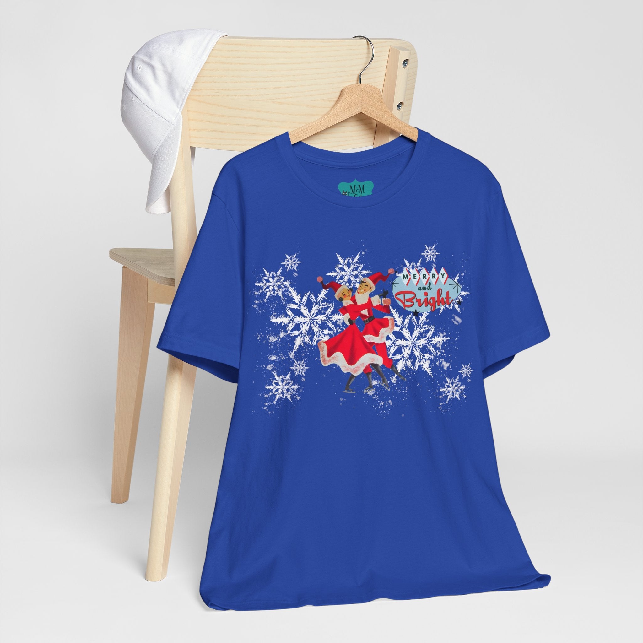 50s Kitsch Vintage Christmas, Retro Mod Holiday, Mr. And Mrs. Claus Ice Skating Christmas Shirt - Mid Century Modern Gal