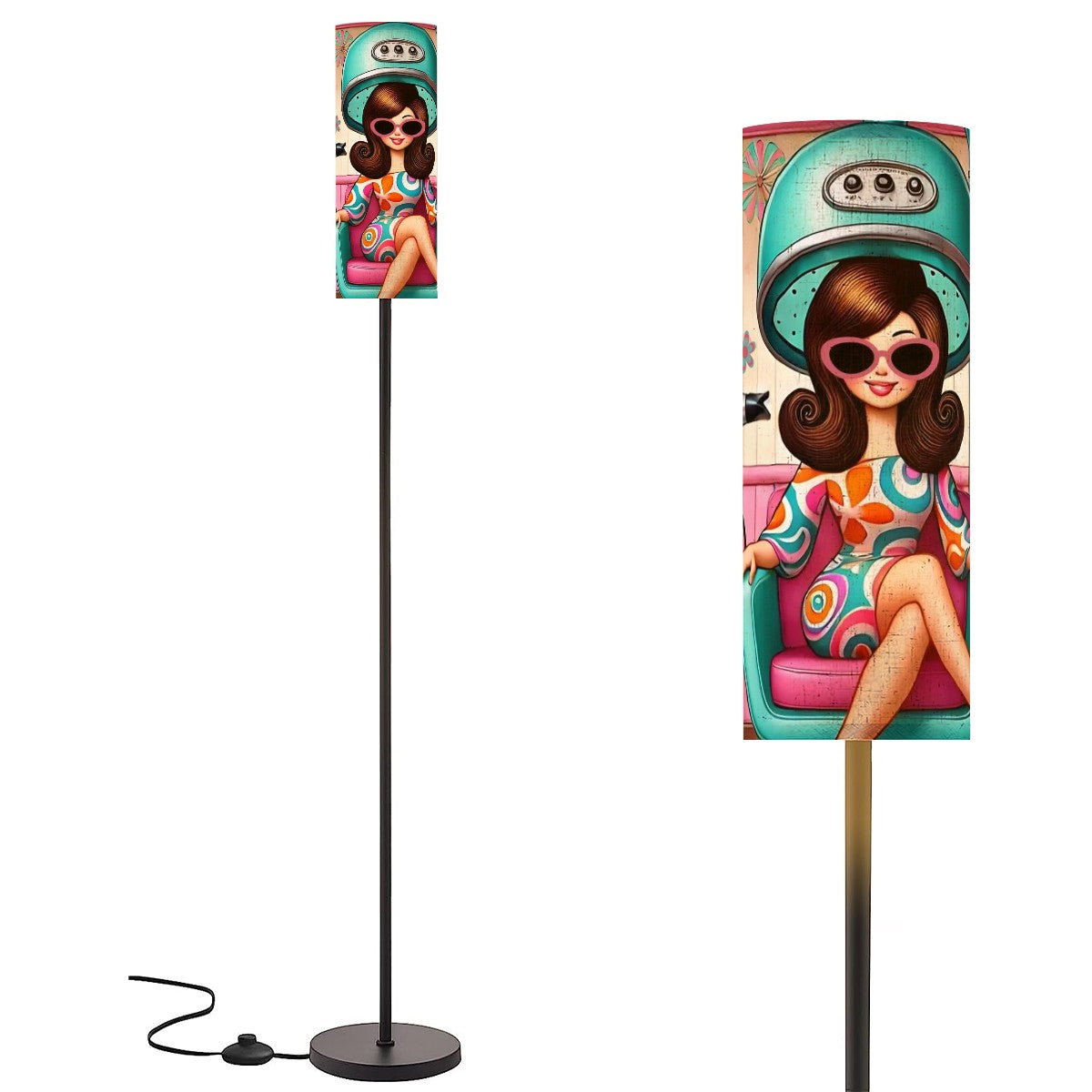 Mid Century Modern Kitschy Hairdresser Slim Mod Floor Lamp - Mid Century Modern Gal
