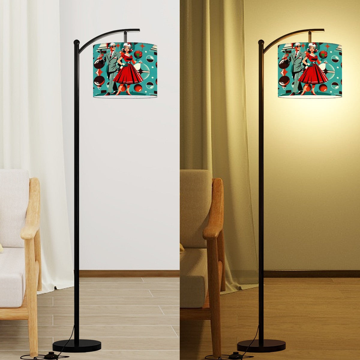 Arc Floor Lamp Shade with Ring (Made in USA) - Mid Century Modern Gal