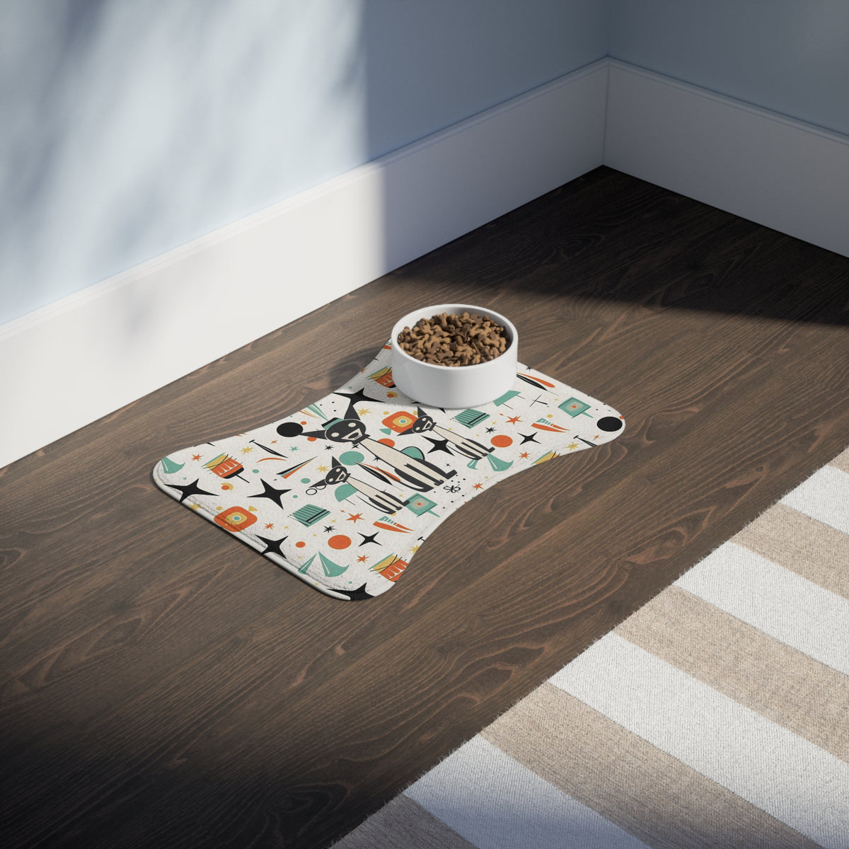 Atomic Space Dogs, Mid Century Modern Pet Feeding Mats - Mid Century Modern Gal