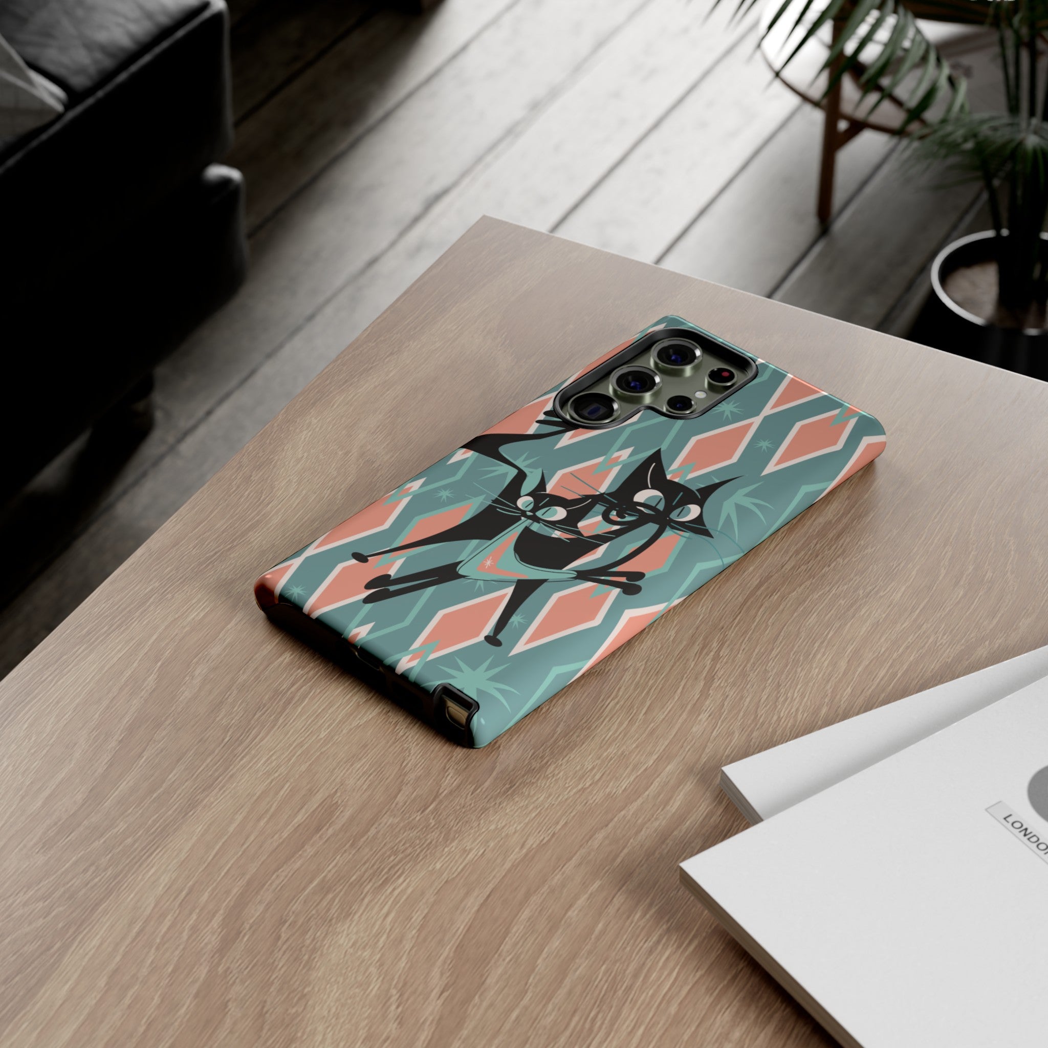 Mid Mod Atomic Cat Kitschy Retro Chic Samsung, Smart Phone Tough Cases - Mid Century Modern Gal