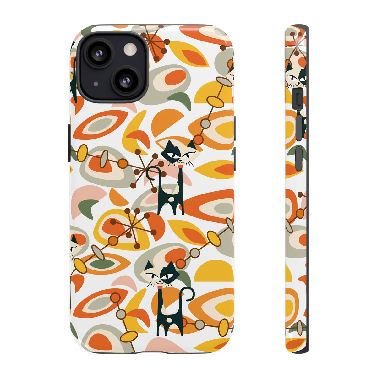 Atomic Cat Mid Mod Orange, Yellow, Groovy Cat Smart Phone Tough Cases