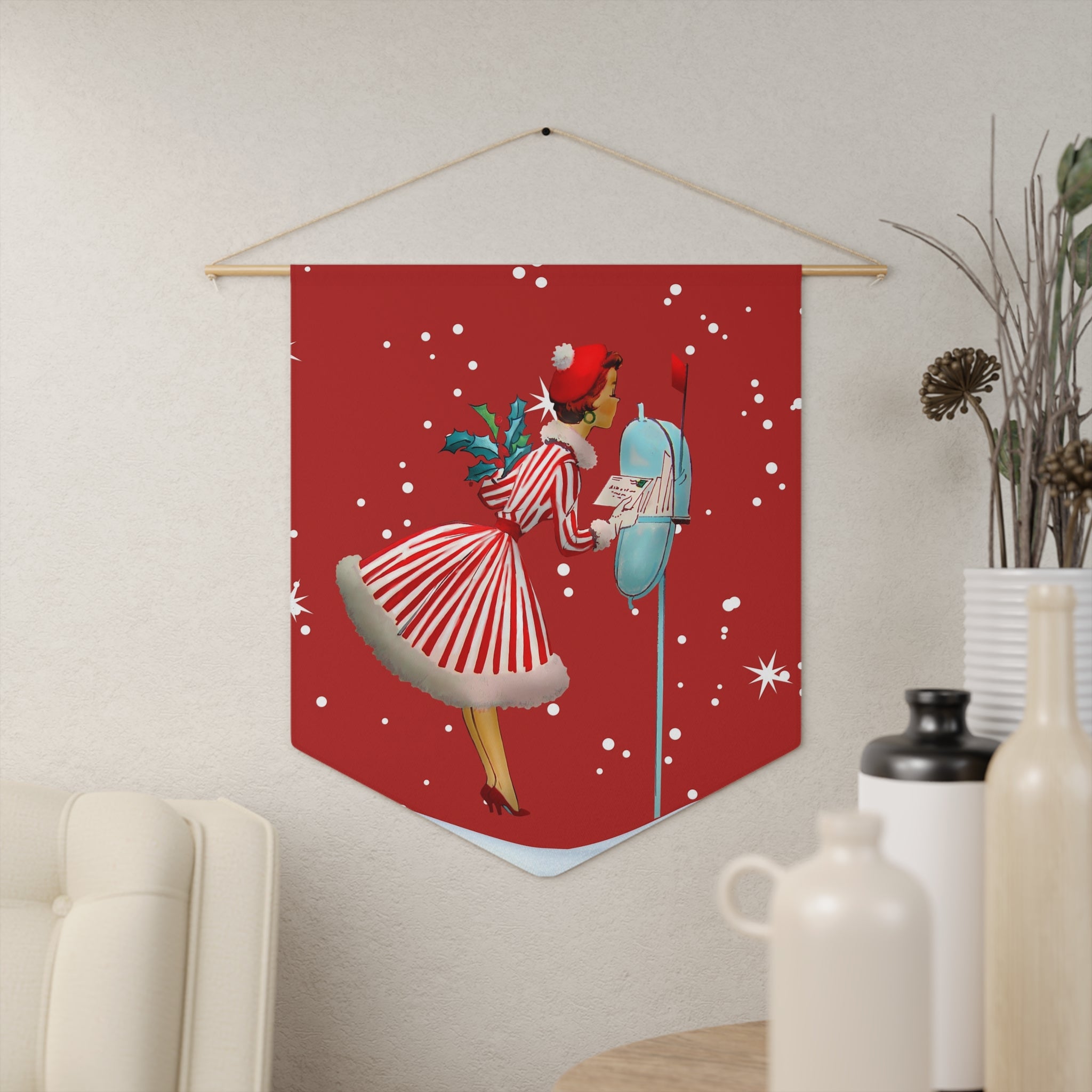 Vintage Holiday Pennant Banner - Retro Christmas Decor - Mid Century Modern Gal