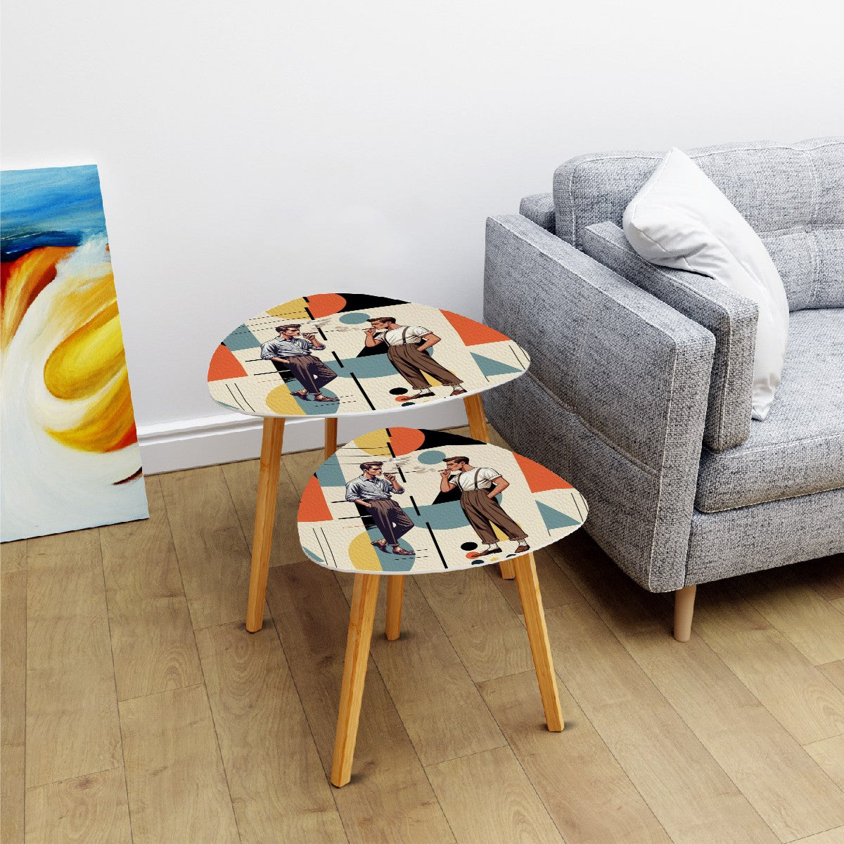 Mid Century Bauhaus Designed Mod Gentleman Cigar Smoking Lounge Nesting Tables - Mid Century Modern Gal