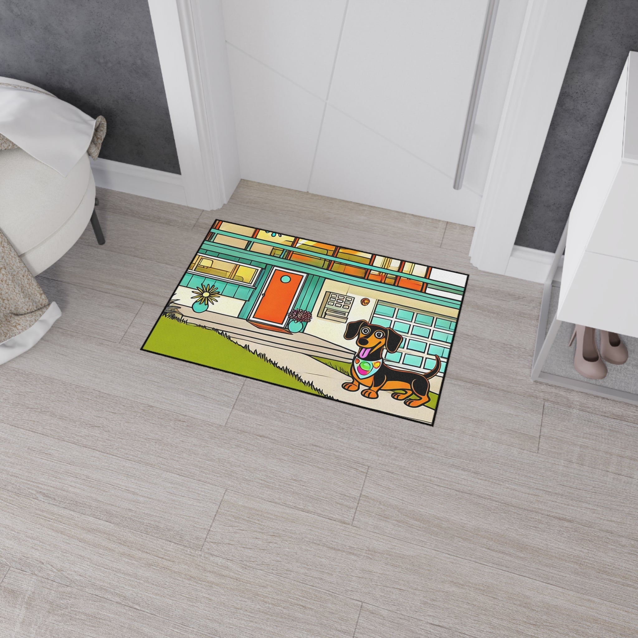 Dachshund Art Heavy Duty Floor Mat - Perfect for Dog Lovers - Mid Century Modern Gal