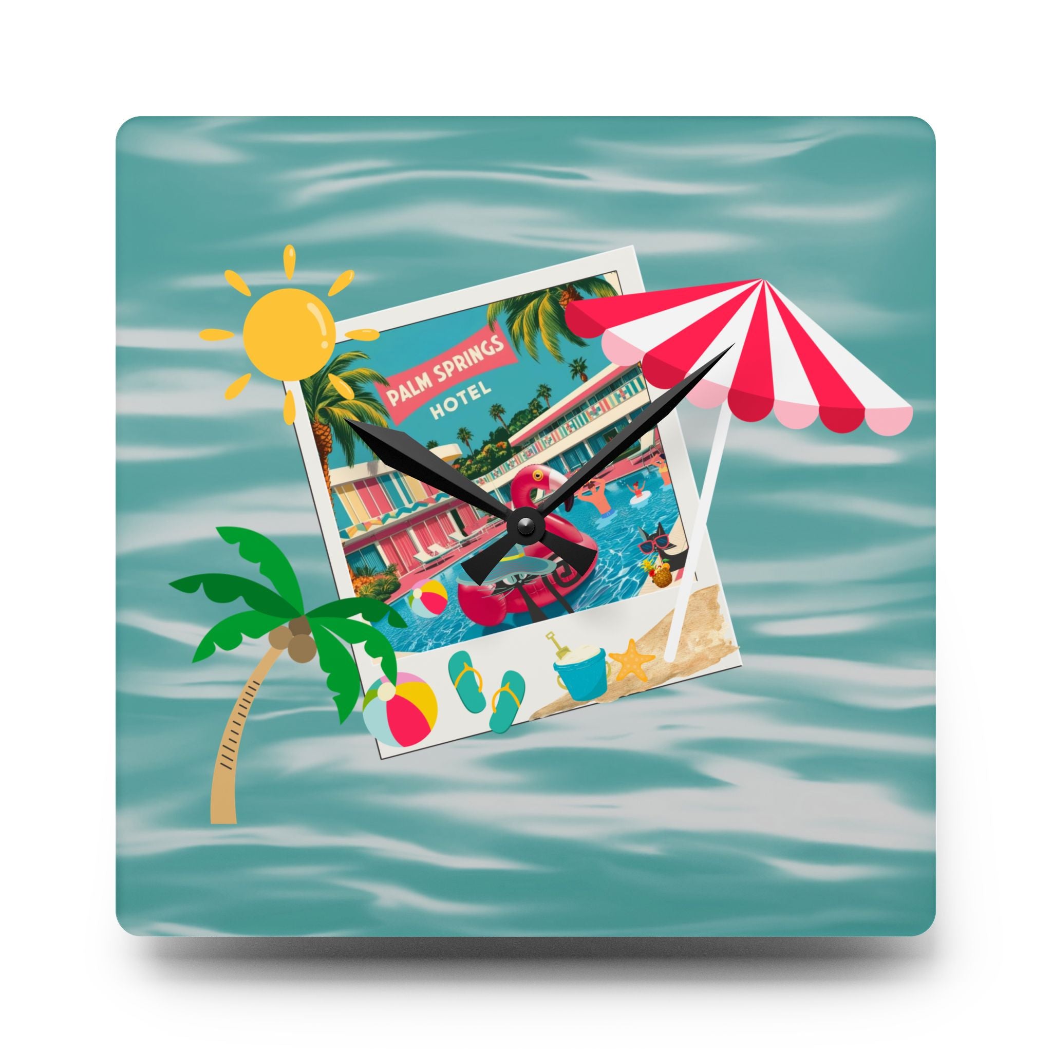 Vintage Palm Springs Kitschy Flamingo Atomic Cat Mid Century Modern Wall Clock - Mid Century Modern Gal