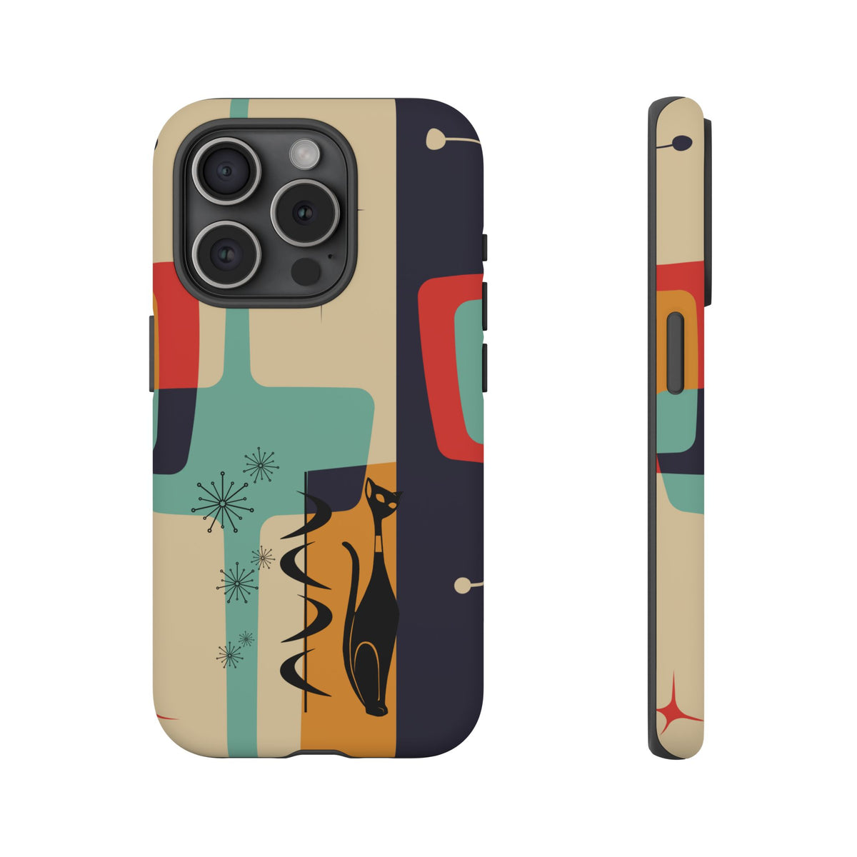 Mid Century Modern, Geometric, Atomic Cat Groovy Smart Phones Tough Phone Cases