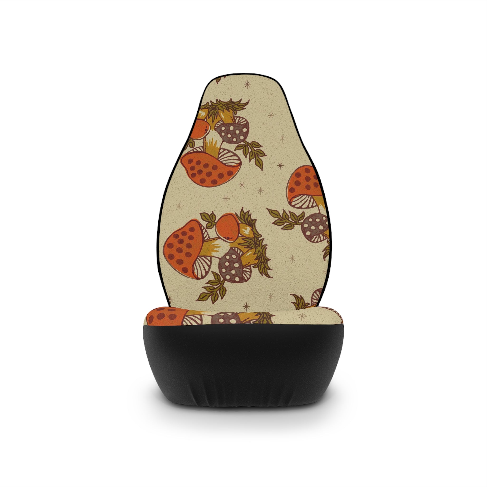 60s 70s Merry Mushroom Retro Car Seat Covers, Orange Brown Groovy Hippie, Hipster Car Accessories - Mid Century Modern Gal
