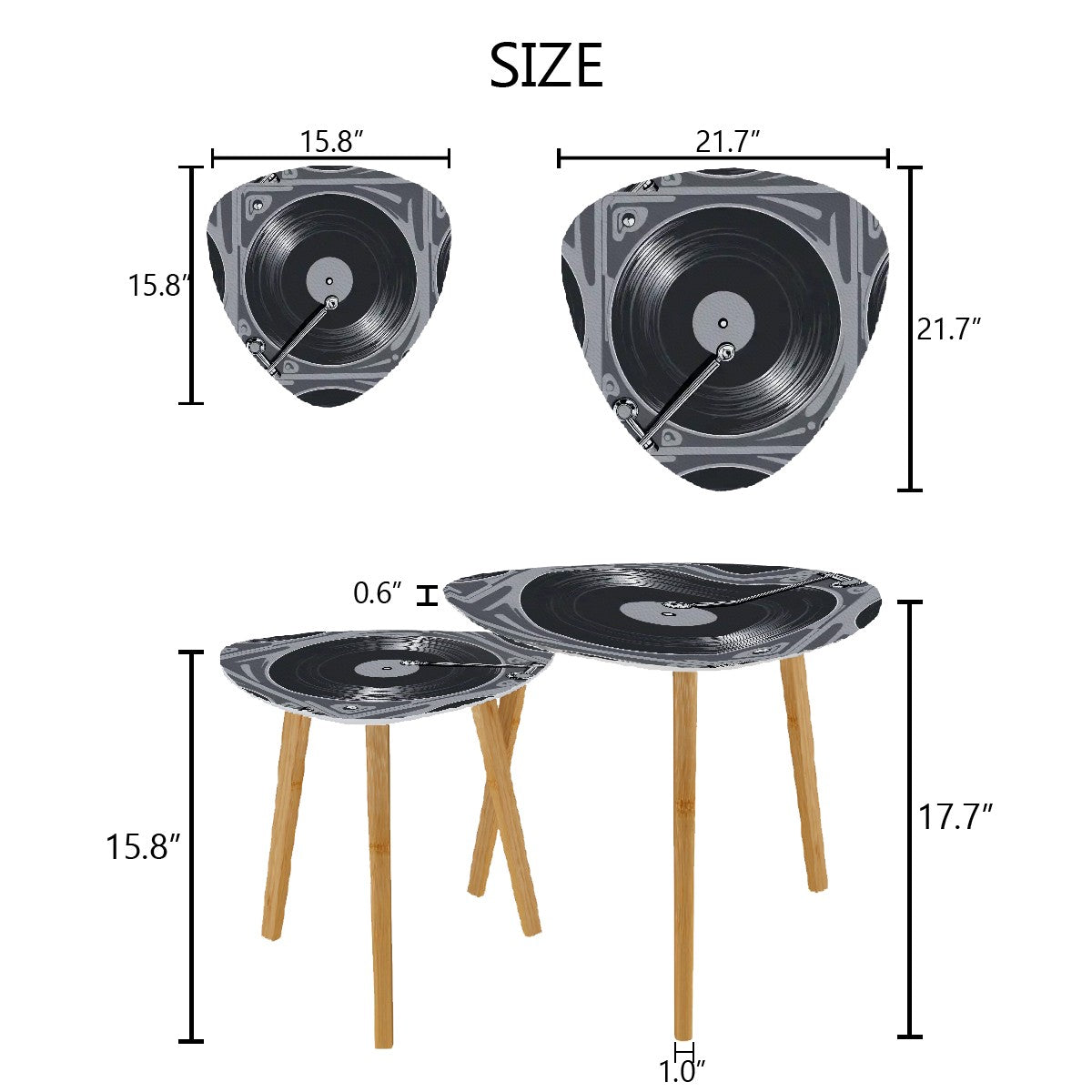 Retro Vinyl Record, Mid Mod Music Room, Livingroom Mid Century Modern Nesting Tables - Mid Century Modern Gal