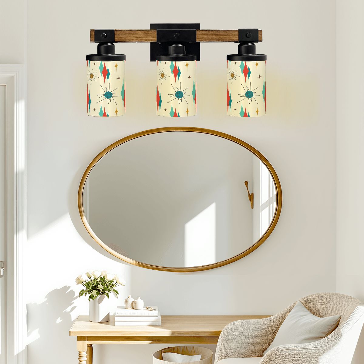 Mid Century Modern Franciscan Starbust Vanity Light Fixture - Mid Century Modern Gal