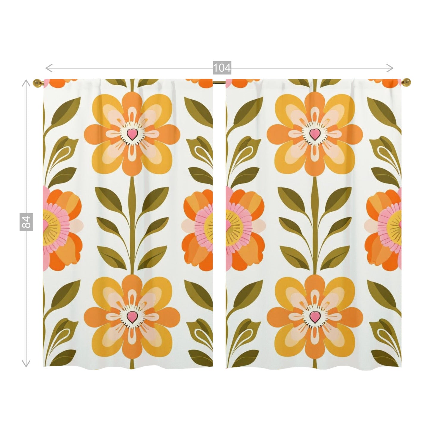Scandinavian Mid Century Modern Pretty Floral Modern Danish Window Curtains (two panels) - Mid Century Modern Gal