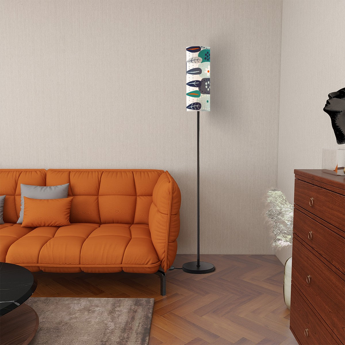 Scandinavian Flora Hygee Nordi Modern Danish Orange Blue Retro Flower Modern Floor Lamp - Mid Century Modern Gal