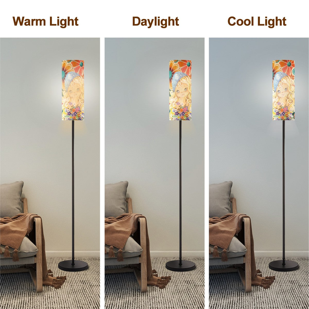 1960s 70s Big Eyed Girl Lamp, Flower Power Hippie Mod Slim Floor Lamp - Mid Century Modern Gal