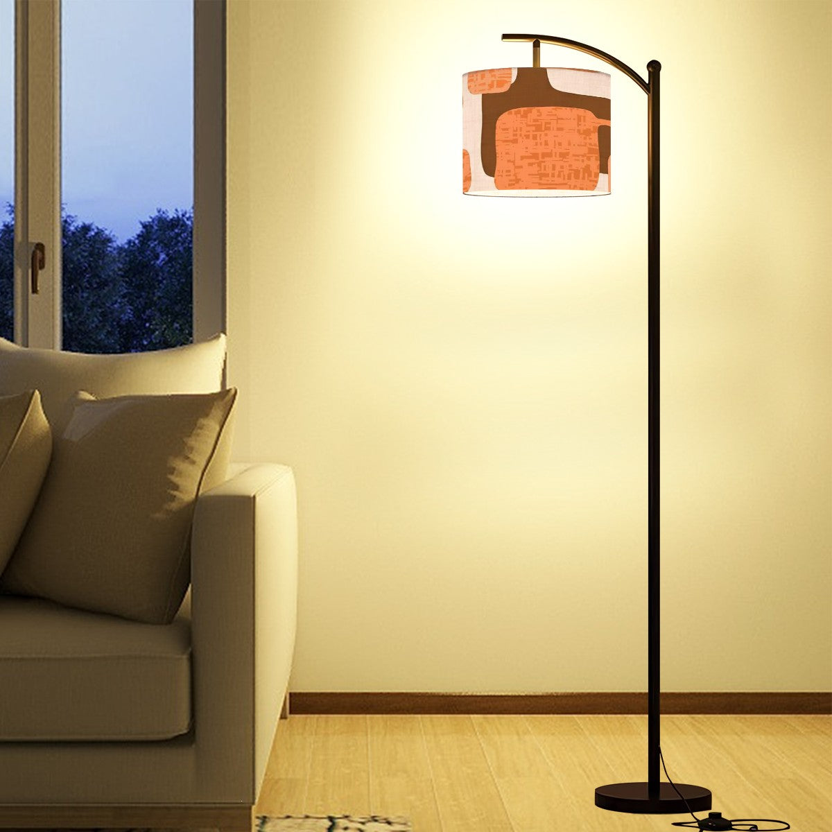 Mid Century Modern Arc Floor Lamp, Orange Brown Mod Groovy Lighting - Mid Century Modern Gal