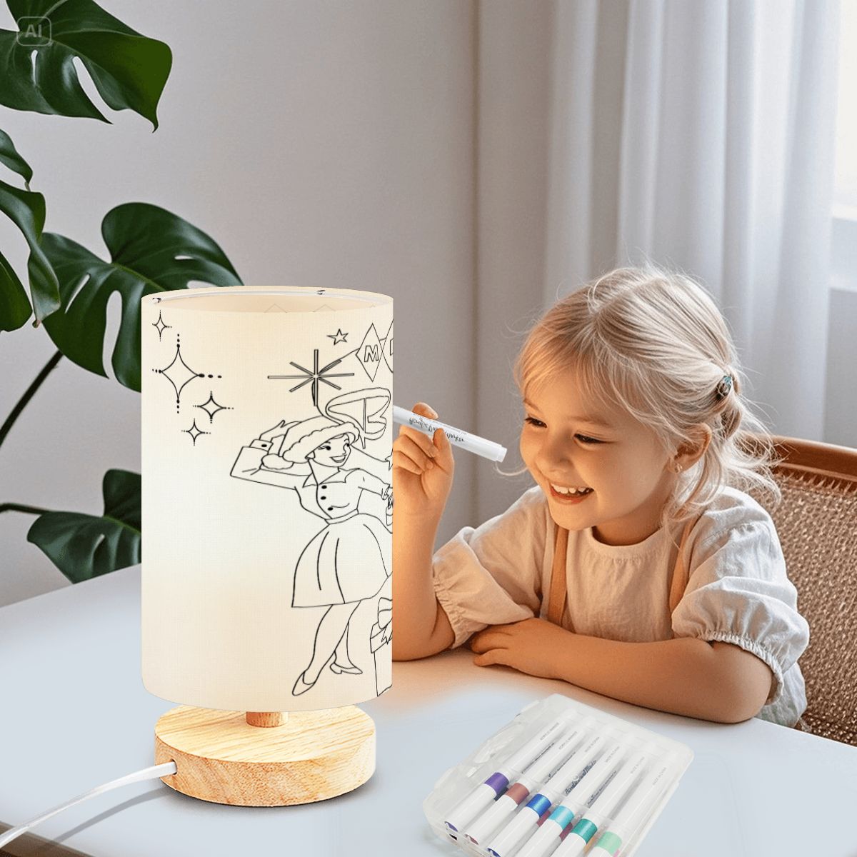 Mid Century Modern Christmas, 50s Vintage Merry And Bright DIY Paintable Table Lamp - Mid Century Modern Gal