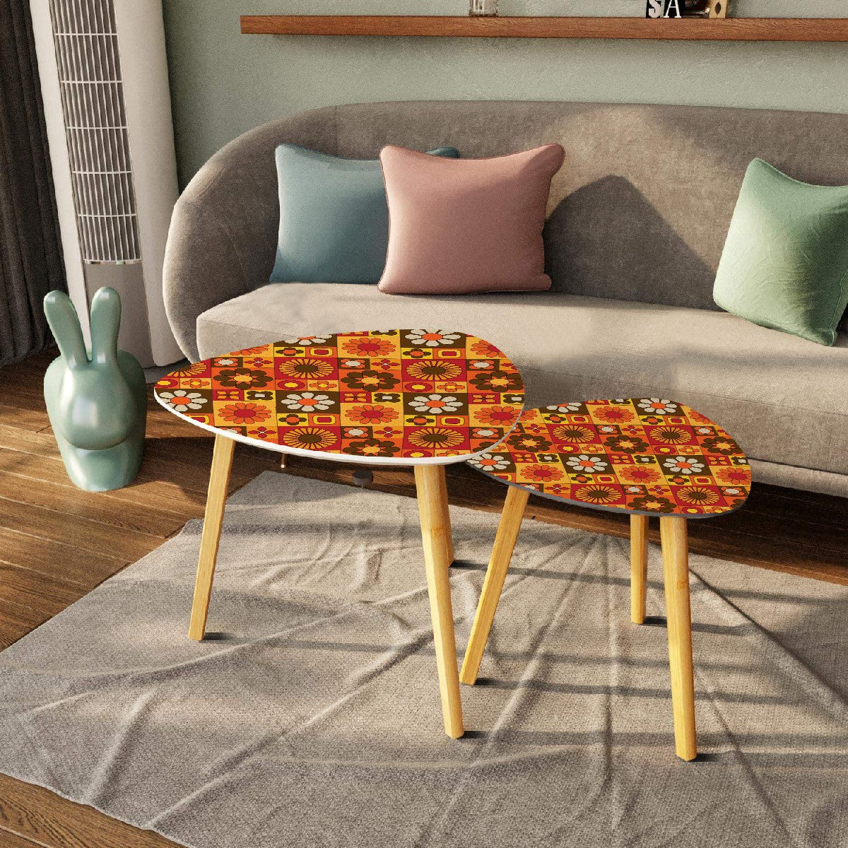 Groovy 70s Retro Flower Power Mod Nesting Tables - Mid Century Modern Gal