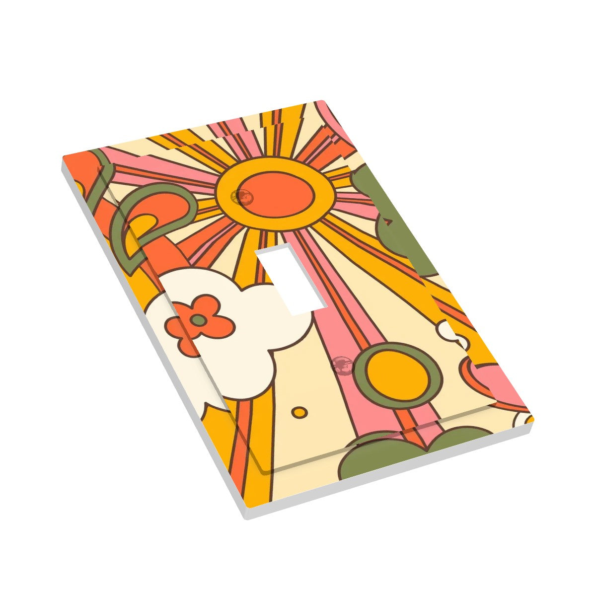Retro 70s Groovy Sun Mid Century Modern Switch Cover 1-Gang 1 Toggle - Mid Century Modern Gal