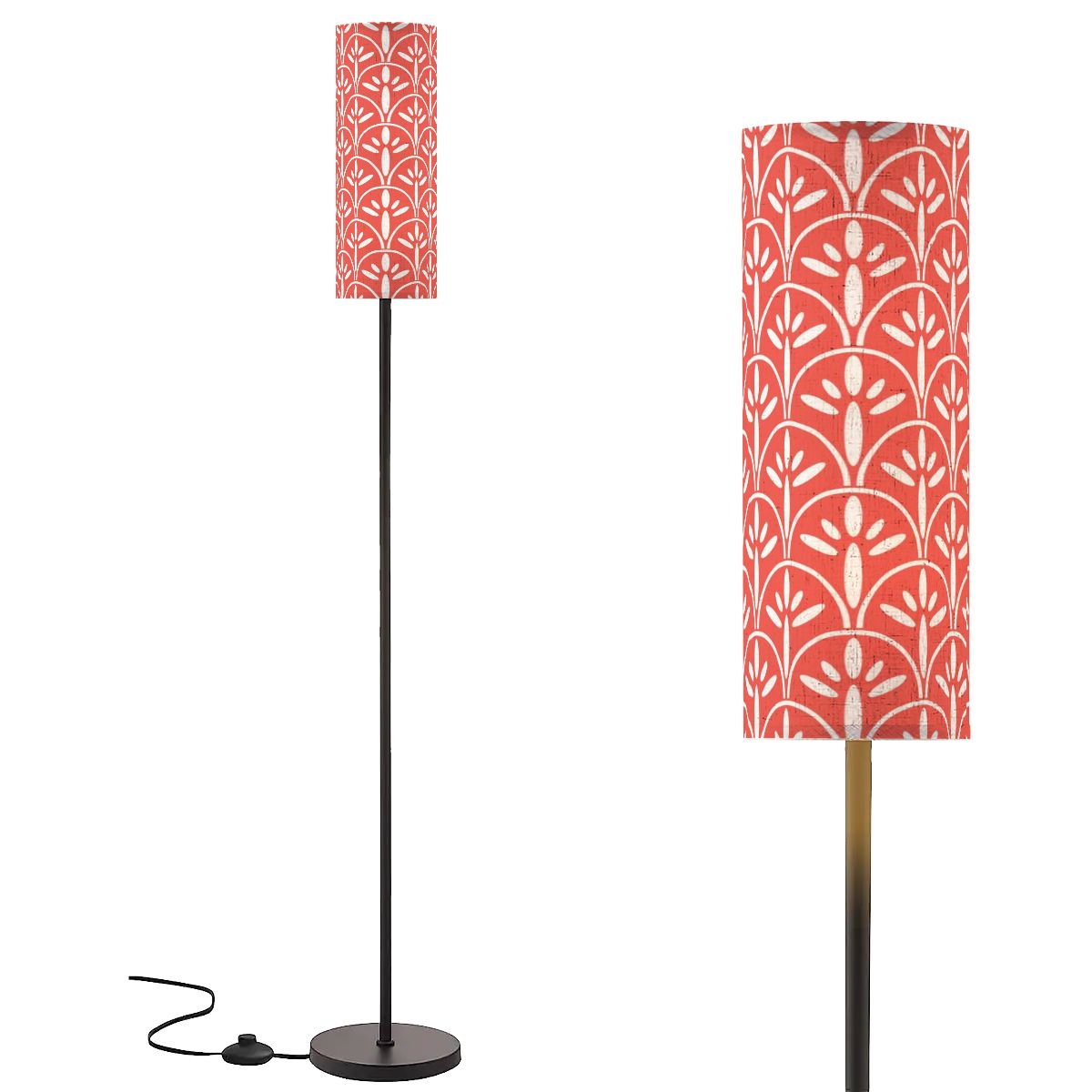 Art Deco Colorful Abstract Floor Lamp | Coral And White Mid Century Modern Lighting - Mid Century Modern Gal