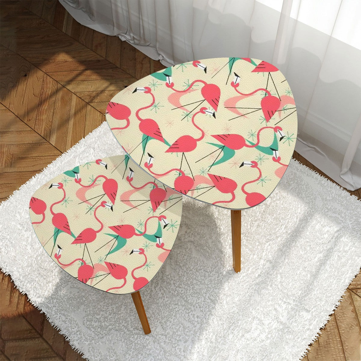 Retro Flamingo, Kitschy Quirky Palm Springs California Mid Century Modern Nesting Tables - Mid Century Modern Gal