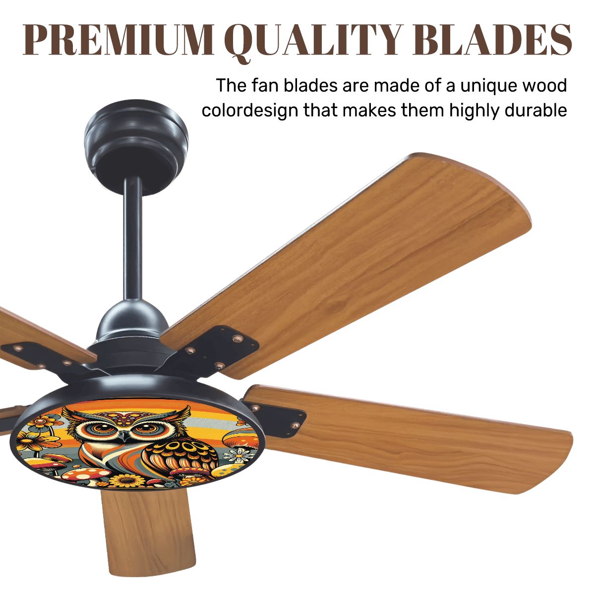 Retro 70s Owl Groovy Mushroom Mid Century Modern Ceiling Fan With Light - Mid Century Modern Gal