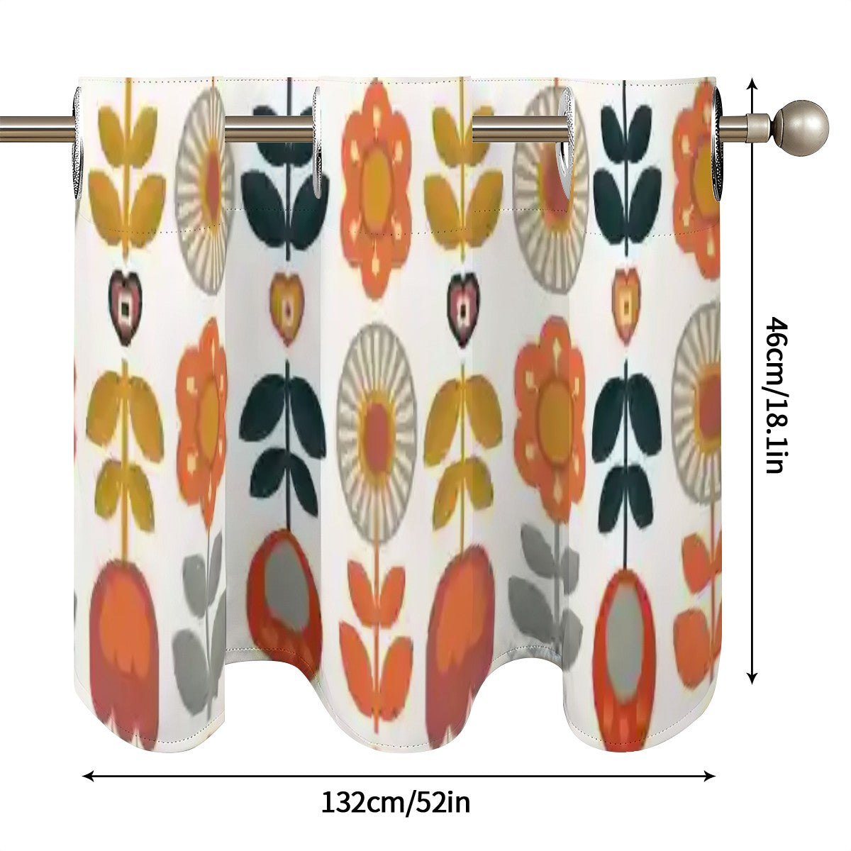 Mid Mod Scandinavian Designed Floral Curtain Valances - Mid Century Modern Gal