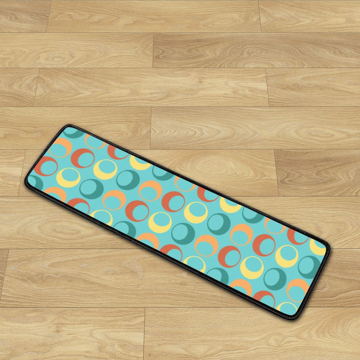 Mid Century Modern Aqua Retro Circles Mod Non Slip Carpet for Stairs Treads - Mid Century Modern Gal
