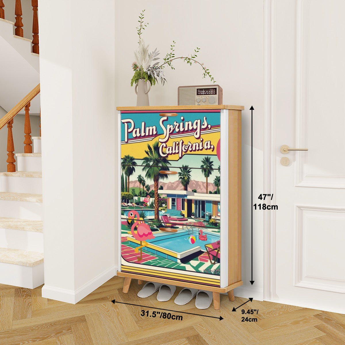 Mid Century Modern Kitschy Flamingo Old Palm Springs California 50s Deco Shoe Cabinet - Mid Century Modern Gal